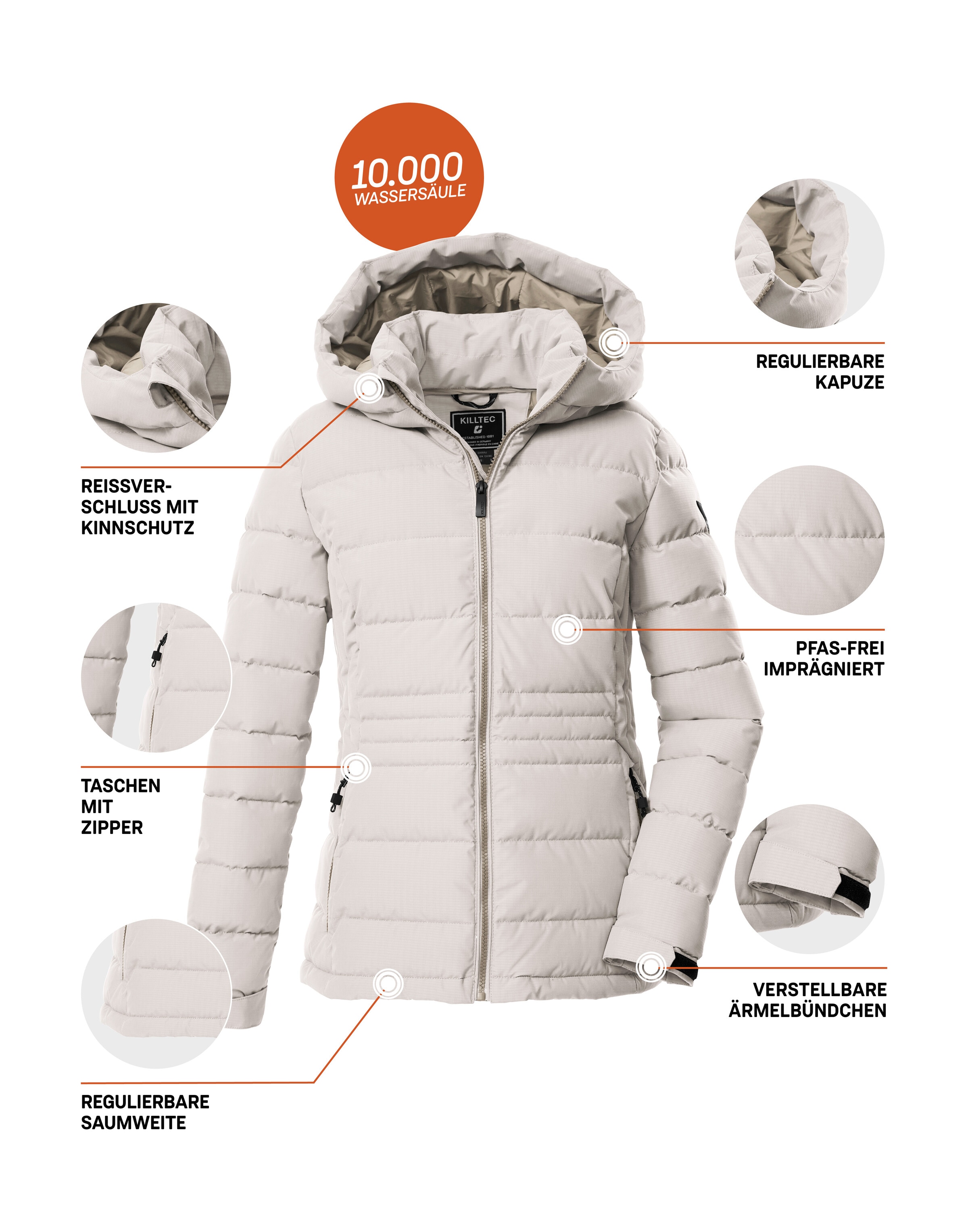 Killtec Steppjacke »KOW 10 WMN QLTD JCKT« Winddichte, wasserabweisende Damen Steppjacke mit verstellbarer Kapuze