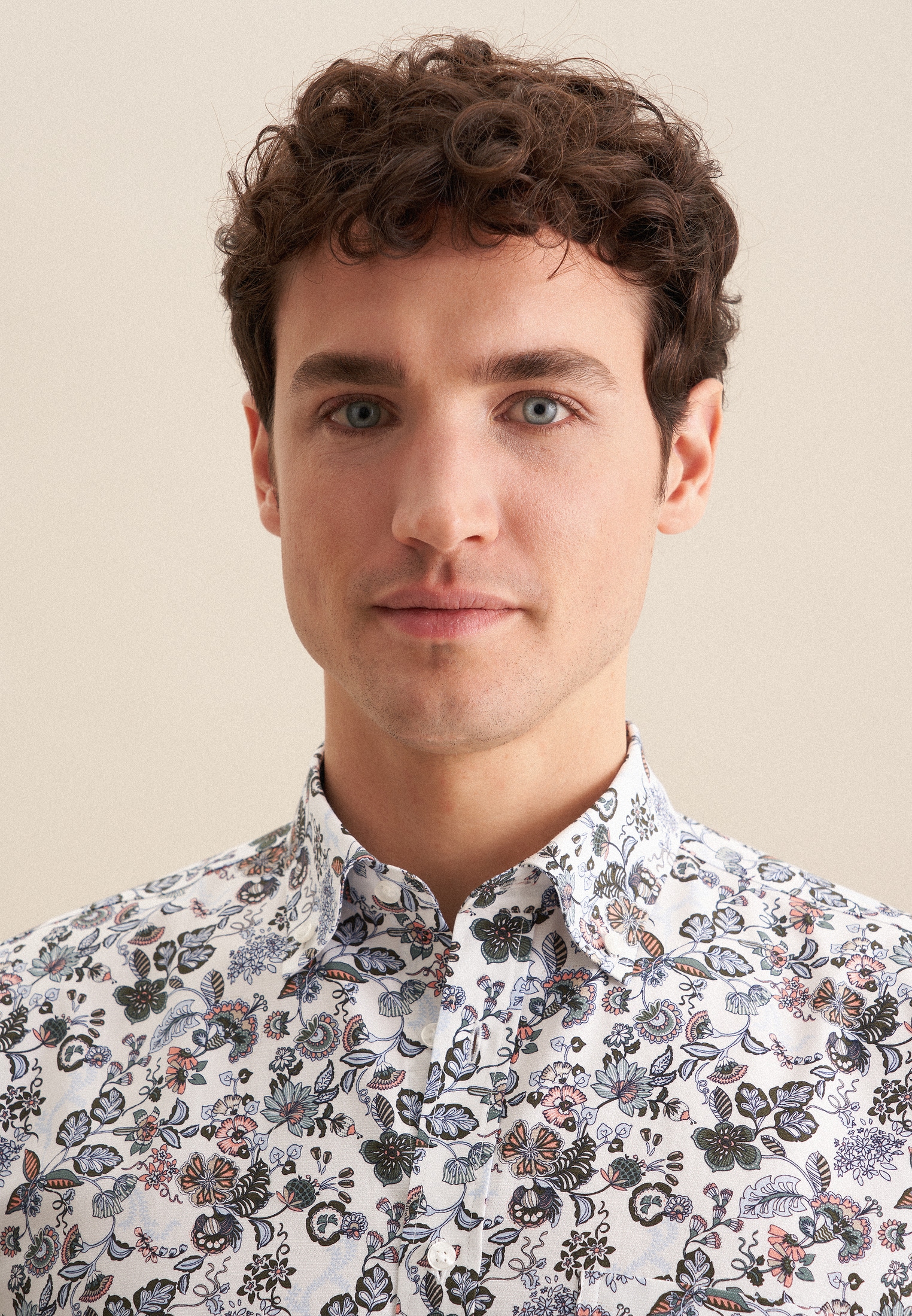seidensticker Businesshemd »Regular«, Regular Kurzarm Button-Down-Kragen Druck