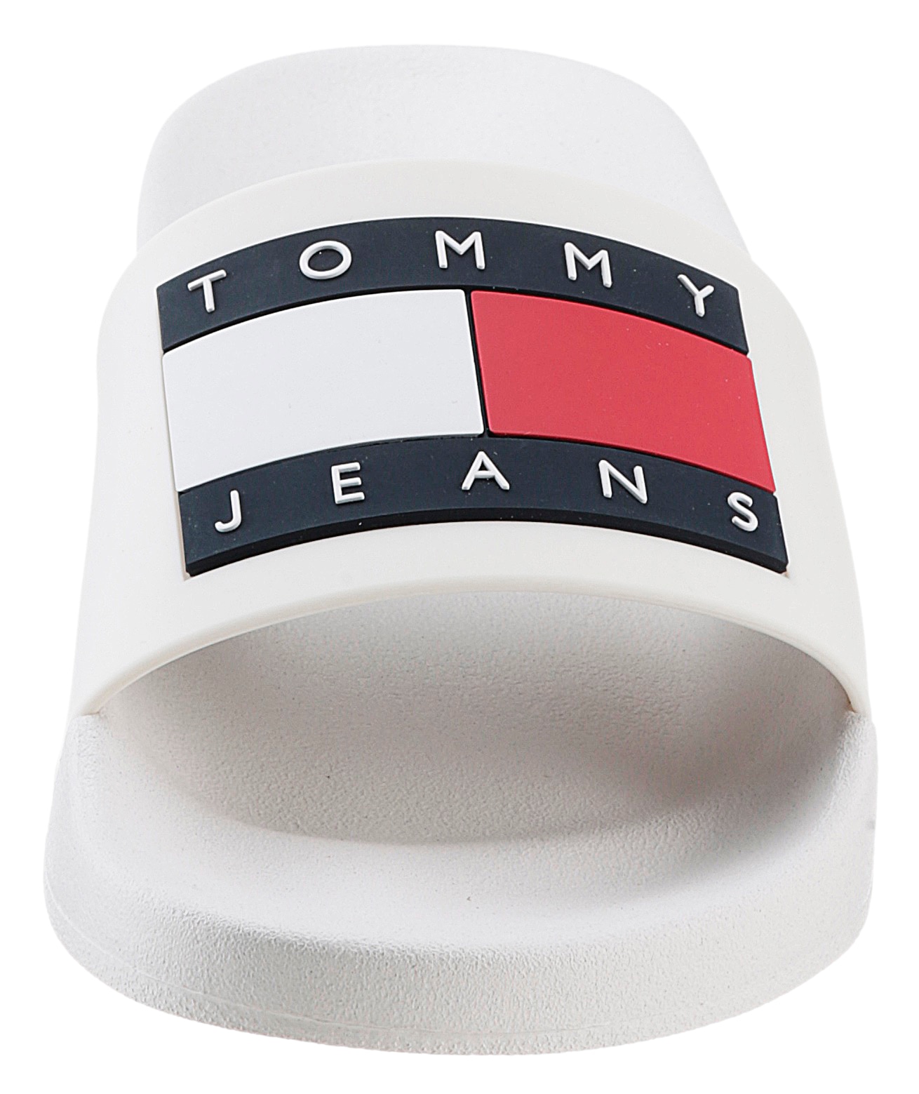 Tommy Jeans Pantolette »TOMMY JEANS FLAG POOL SLD ESS«, Sommerschuh, Schlappen mit farbiger Logoflagge