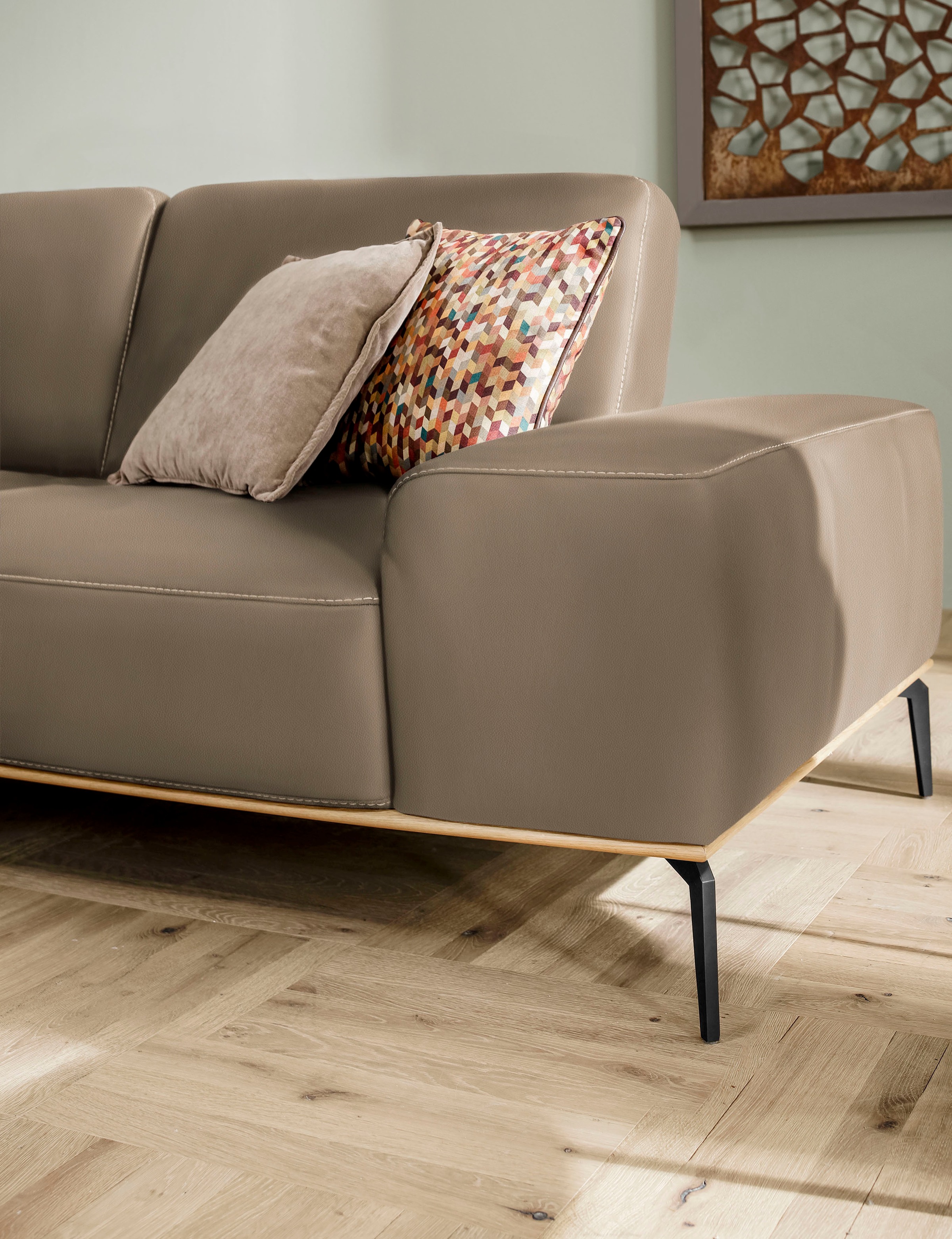 W.SCHILLIG Ecksofa »run, Designsofa mit tollem Sitzkomfort, bequem, L-Form«, mit Holzsockel, Füße in Schwarz pulverbeschichtet, Breite 319 cm