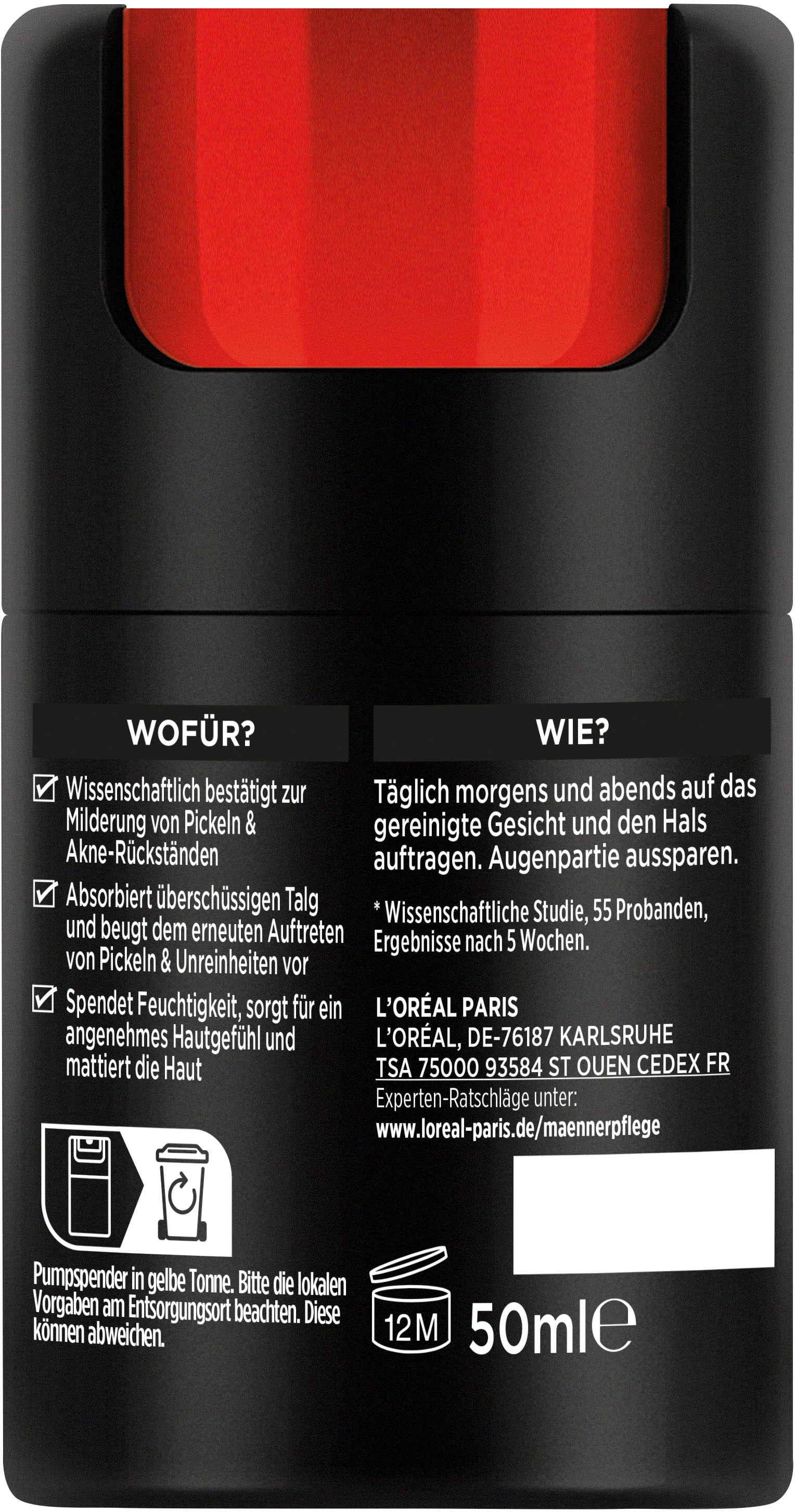 L'ORÉAL PARIS MEN EXPERT Gesichtsgel »Pure Carbon Anti-Pickel Pflege«, mit hoher Wirksamkeit