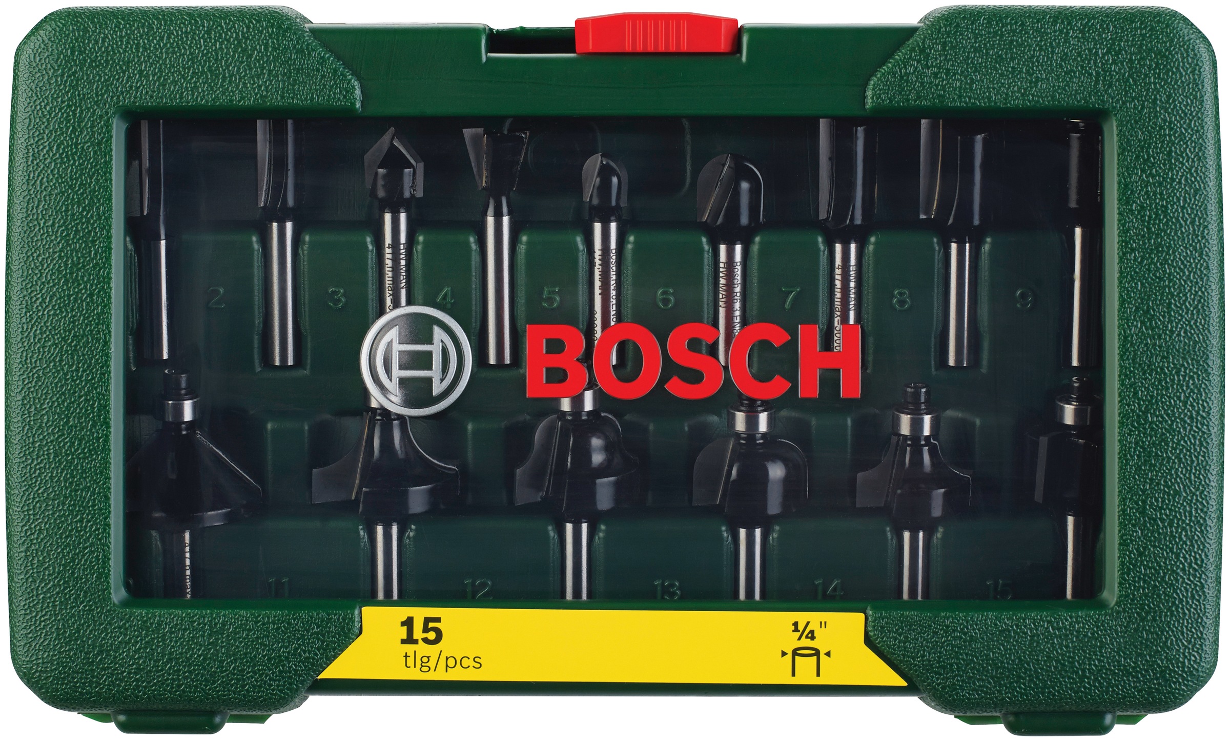 Bosch Home & Garden Abrundfräser, (Set, 15 tlg.), HM-Fräser-Set (1/4\