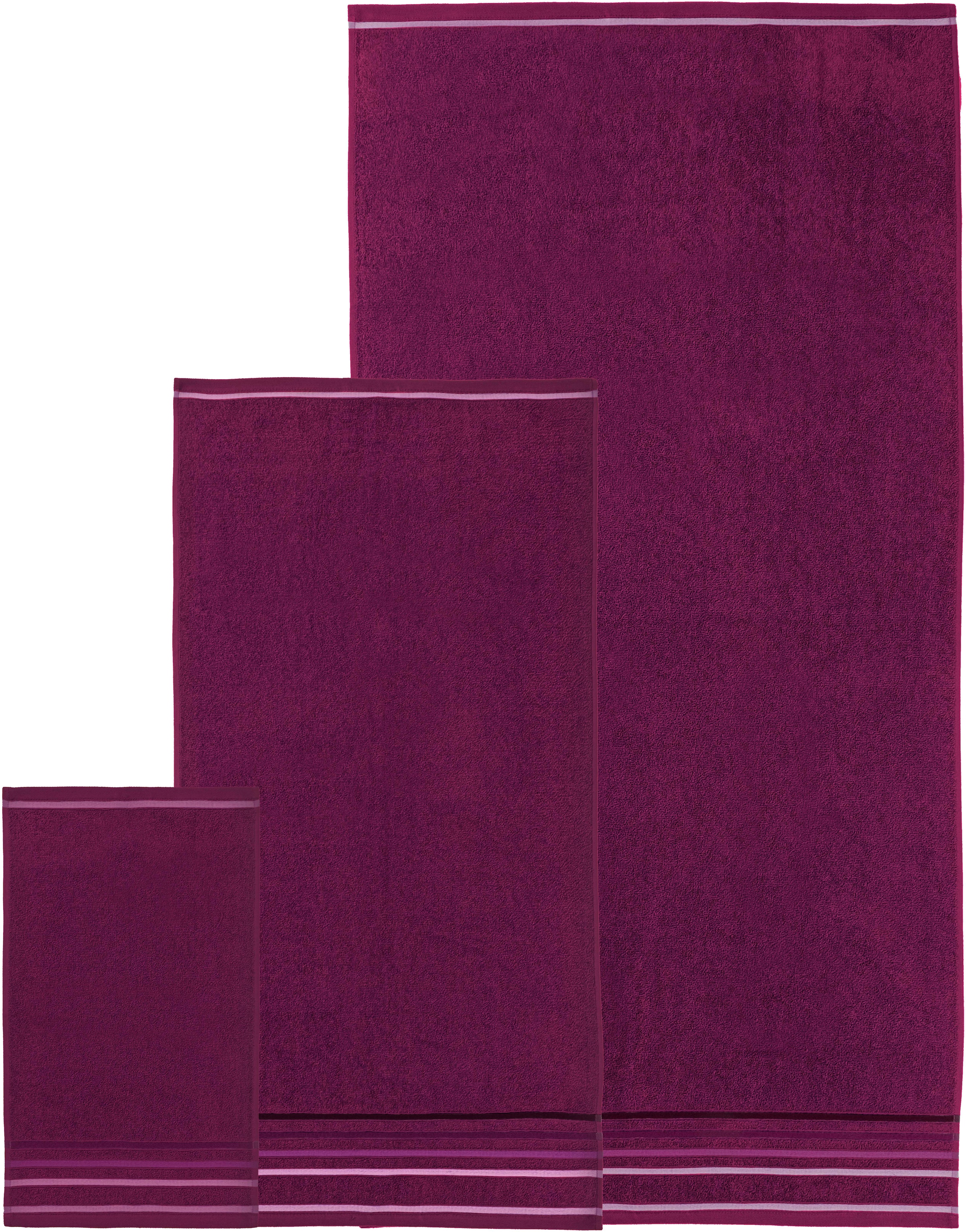 my home Handtuch Set »Niki, Duschtuch, Handtücher und Gästetücher« Set Walkfrottee Handtücher mit mehrfarbiger Streifenbordüre, aus 100% Baumwolle, weich