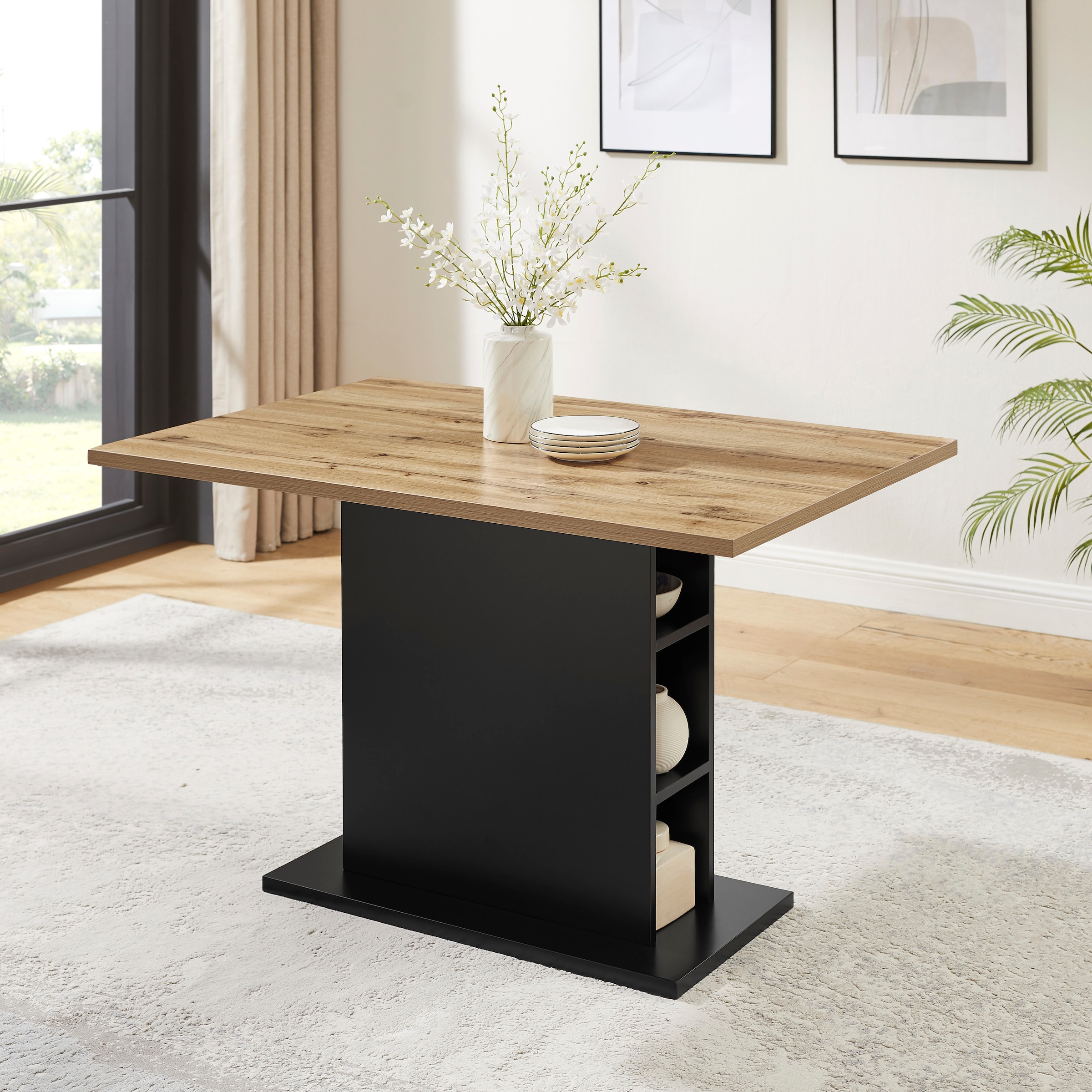 OTTO home Esstisch »Hennia« Säulensockel, integrierte Ablagefächer, Breite 120 cm