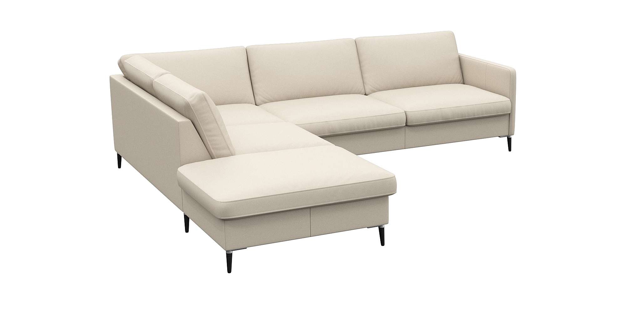 FLEXLUX Ecksofa »Fiore, L-Form«, schmale Armlehnen, Kaltschaum, Füße Alu+schwarz