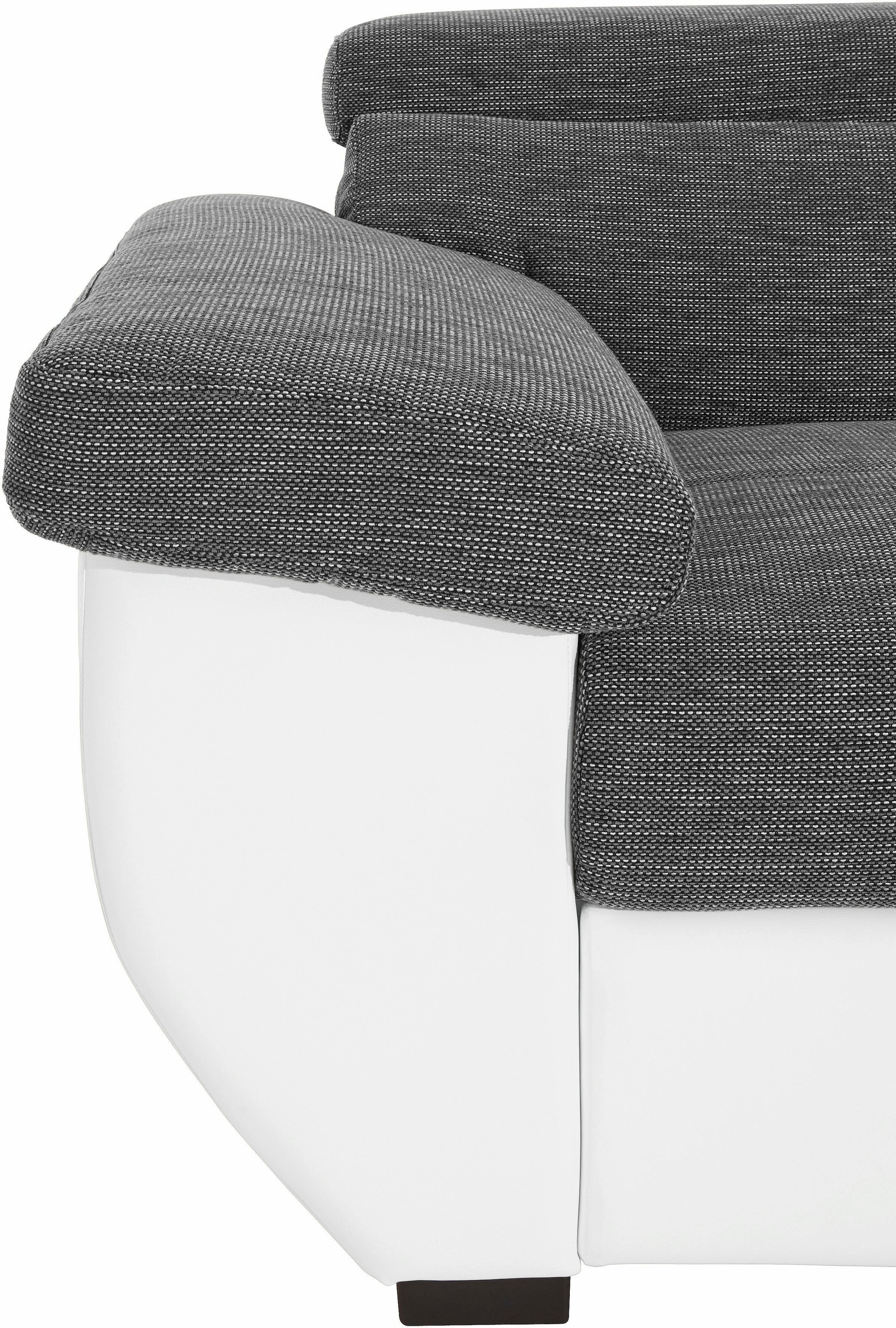 COTTA Polstergarnitur »Speedway L-Form«, (Set), Set bestehend aus: Ecksofa mit Kopfteilverstellung & Hocker