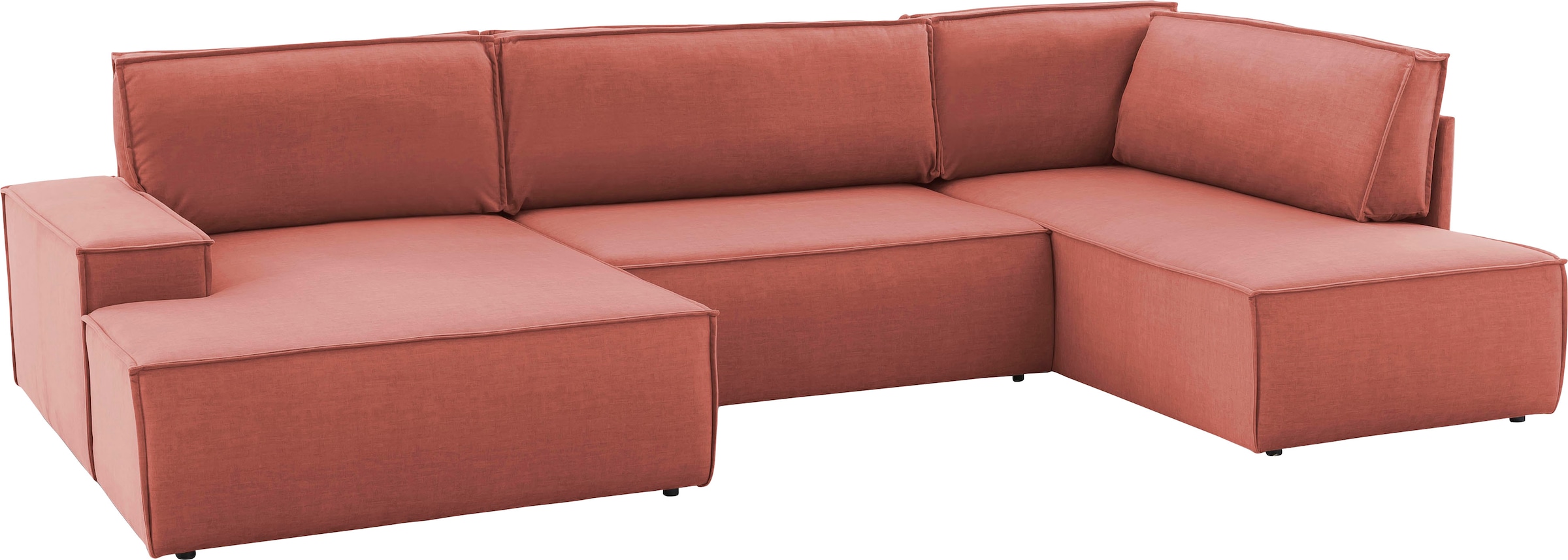 Home affaire Wohnlandschaft »SHERWOOD XXL 329 cm, U-Form, Schlafsofa,«, Schlaffunktion m. Bettkasten (194x139 cm), Cord, Vintage, Samtvelours