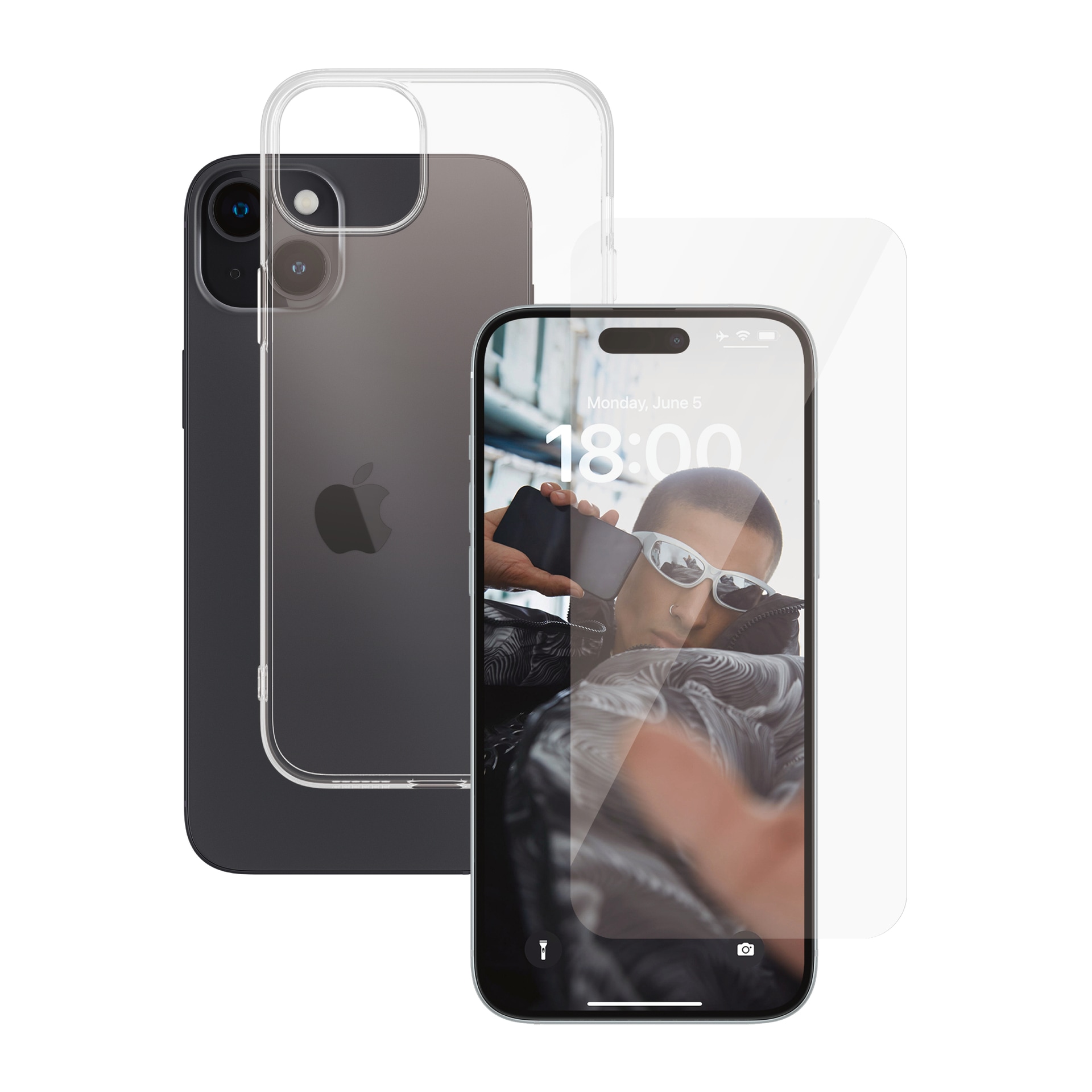 Displayschutzglas »2-in-1-Pack Screen Protector und Cover«, für iPhone 15 Plus