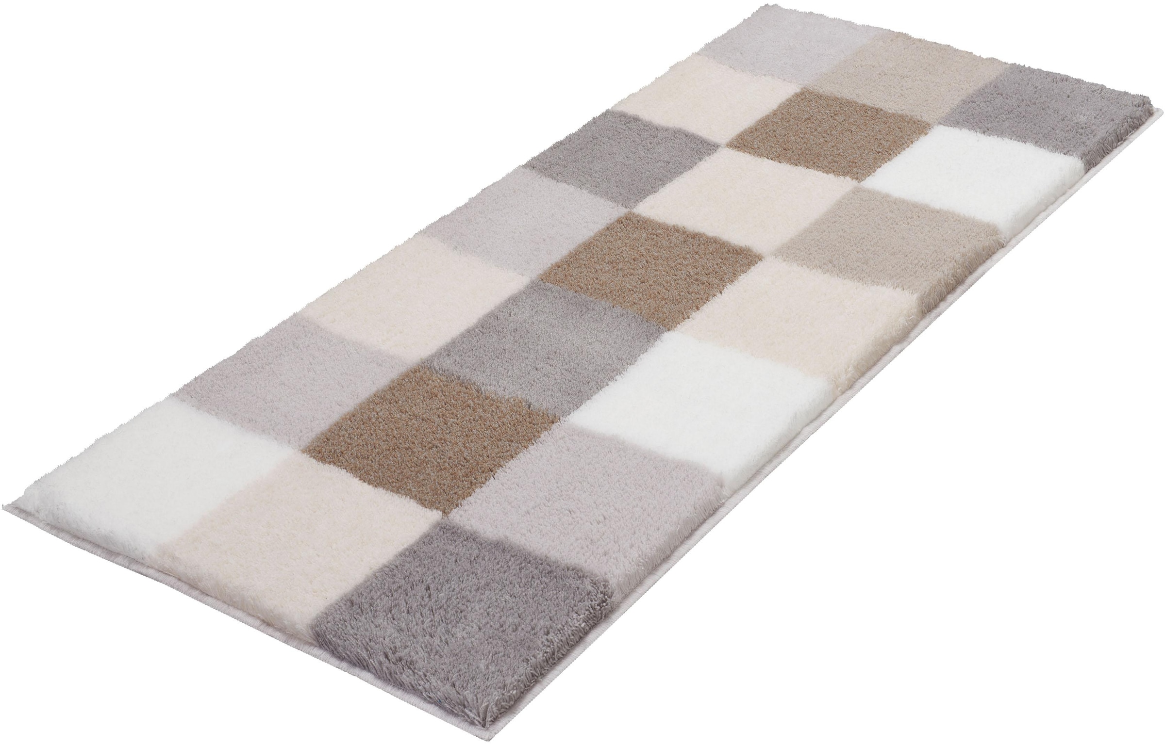 Kleine Wolke Badematte »Caro«, rutschhemmend beschichtet, fußbodenheizungsgeeignet, Badteppich, modernes Karo-Muster, Pastell-Farben, waschbar