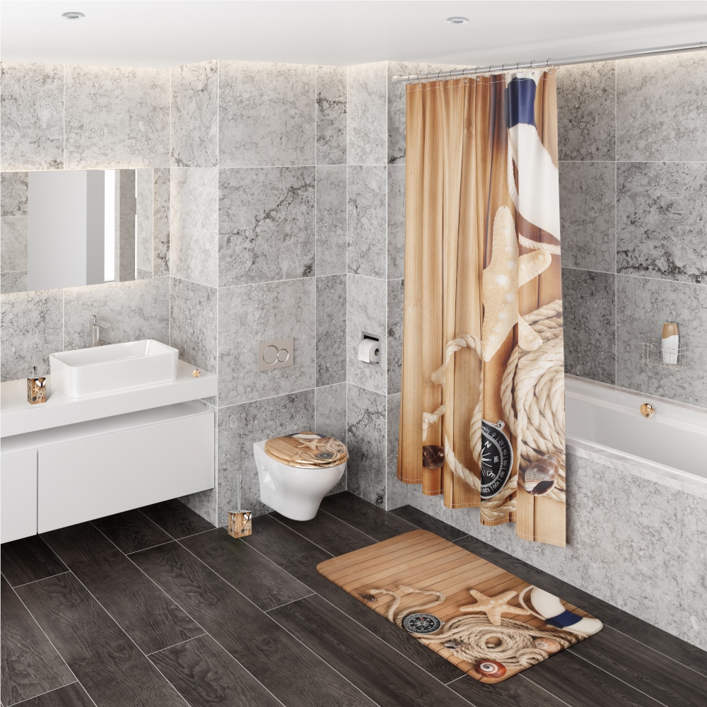 Sanilo Badaccessoire-Set »Maritime« bestehend aus WC-Sitz, Badteppich, Stöpsel, Seifenspender, WC-Bürste