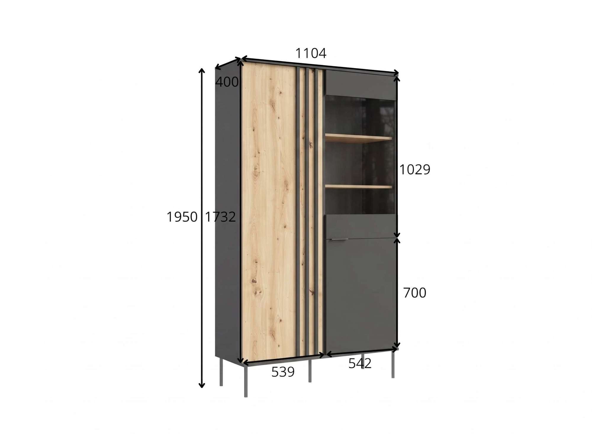 OTTO home Vitrine »AELLOR Vitrineschrank mit/ohne Beleuchtung, verglast, viel Stauraum« Standvitrine/Glasvitrine mit 2 Türen, 8 Einlegeböden, matt Hochschrank