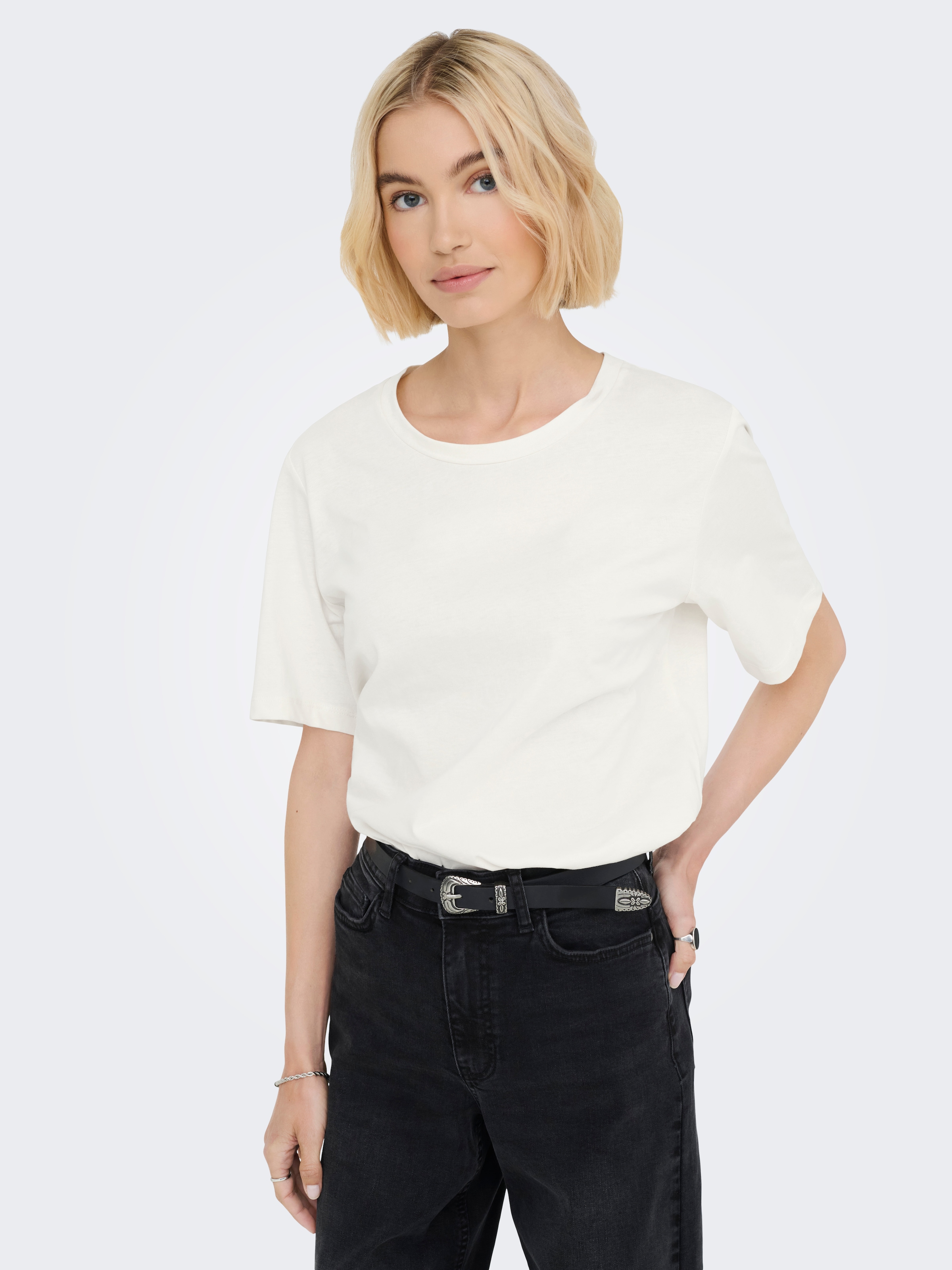 ONLY Kurzarmshirt »ONLONLY – Doppelpack T-Shirts für Alltag und Freizeit«, (Packung, 2 tlg.), regular fit, Jersey, Baumwolle, Rundhals, unifarben
