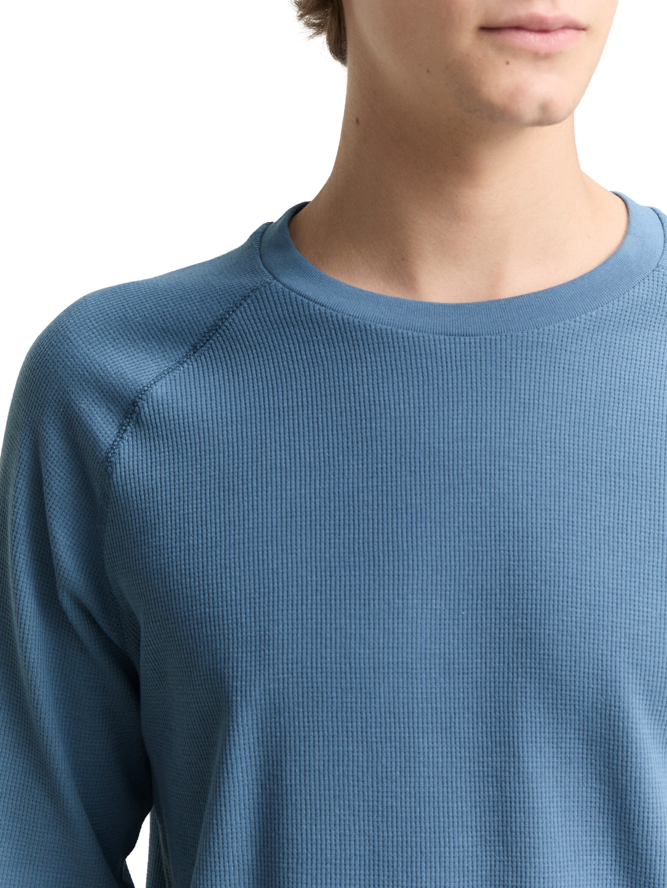 TOM TAILOR Denim Rundhalsshirt, mit Logo Stickerei