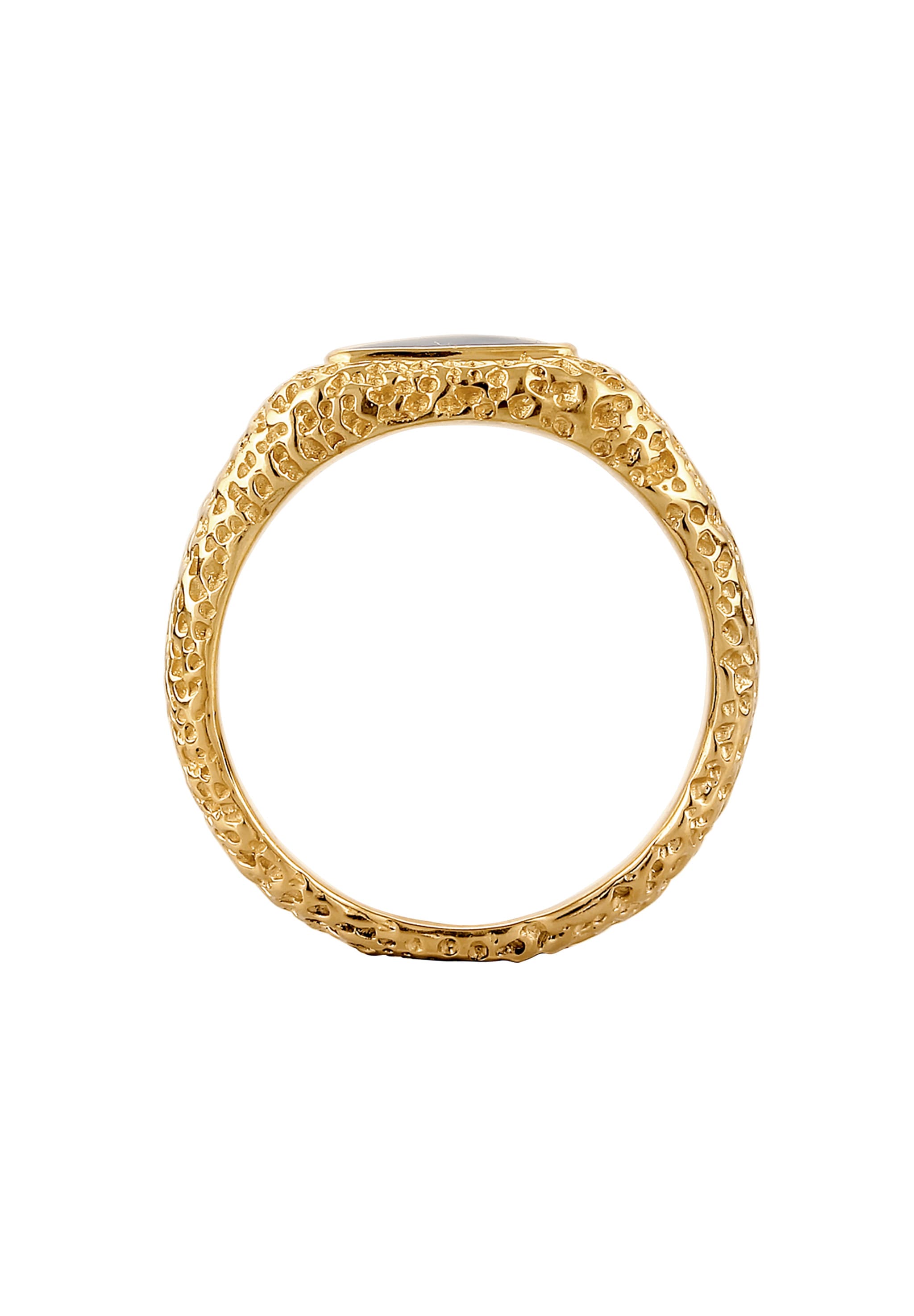 Kuzzoi Siegelring »Ring Sigelring Gehämmert Emaille 925 Sterling Silber vergoldet«