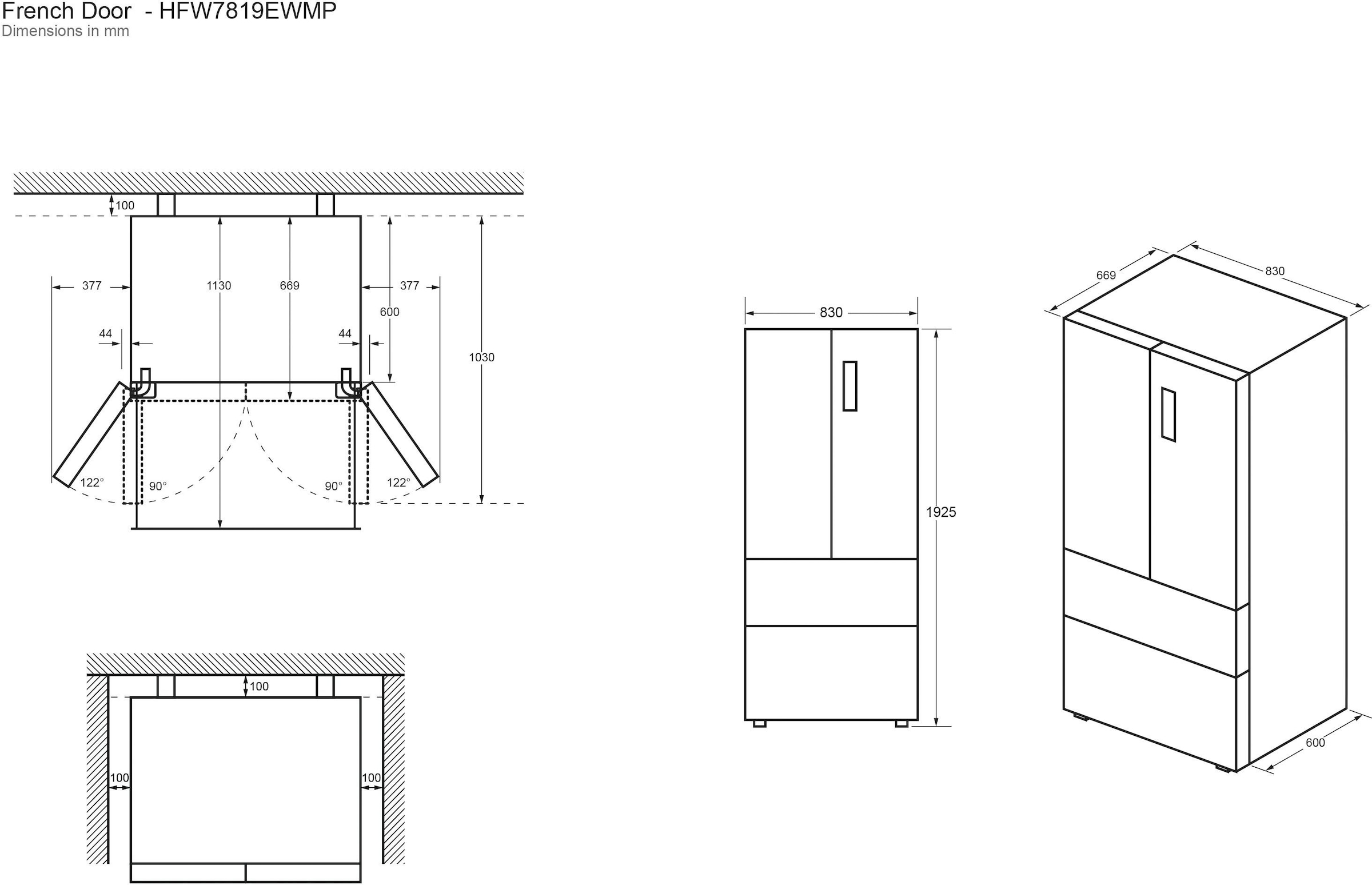 Haier French Door »HFW7819EWMP«, 193 cm hoch, 83 cm breit, Nutzinhalt: 537 Liter, Cold Drink Tank