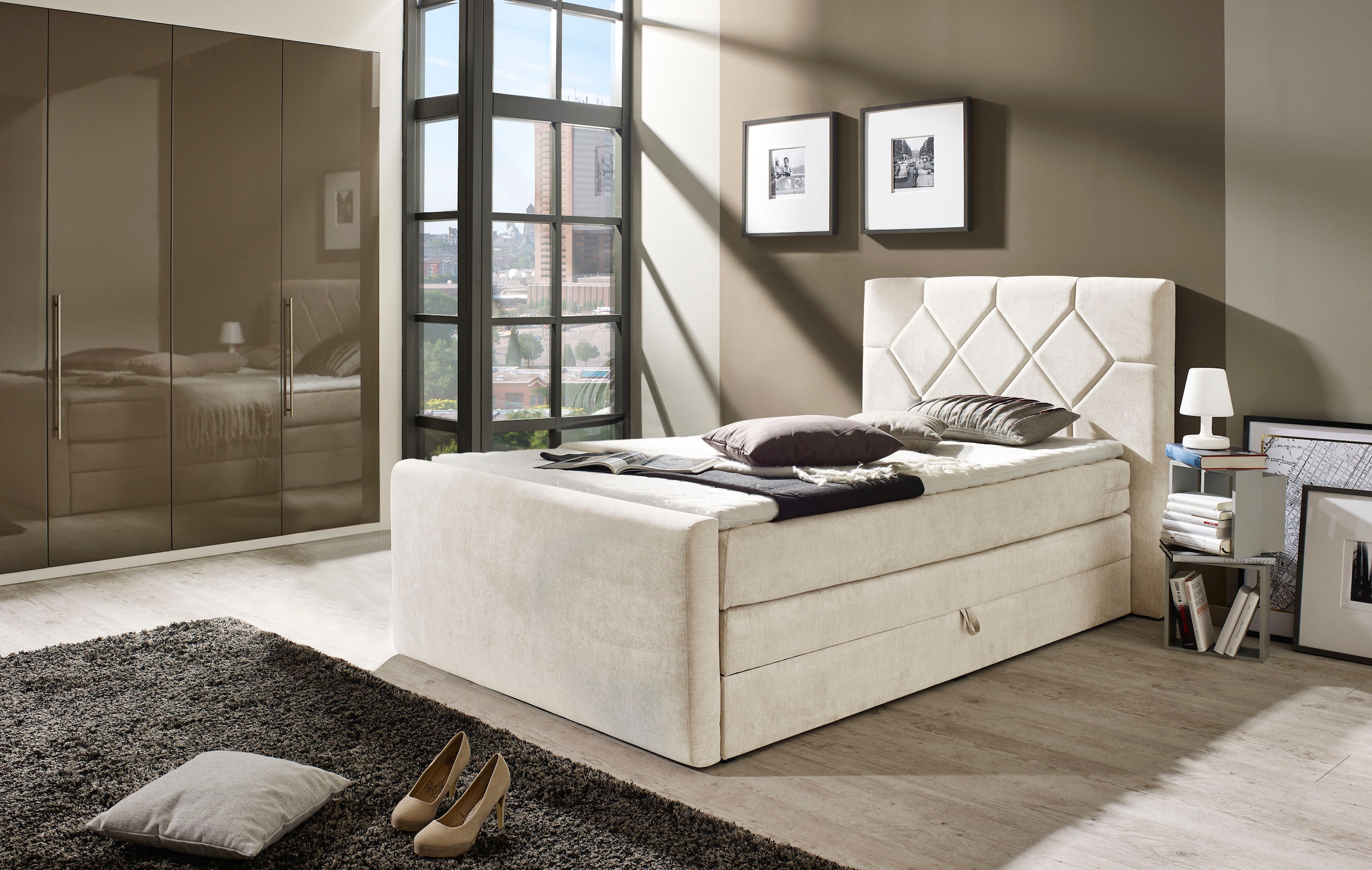 Places of Style Boxspringbett »Atlanta«, inklusive Topper und Bettkasten