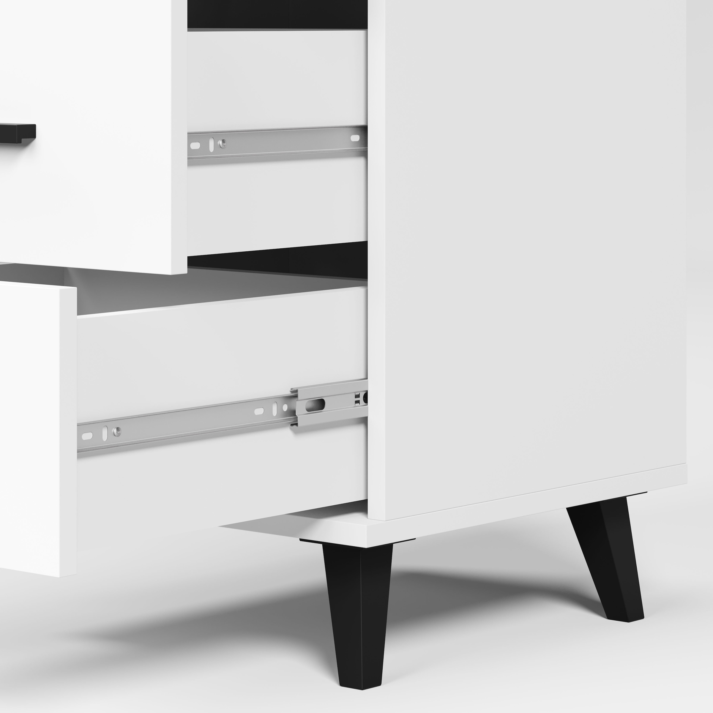 INOSIGN Nachtkommode »Lagos, 2 Nachtschränke, 3 Schubladen, schwarze Griffe & Füße«, (Set, 2 St., 2 wunderschöne Nachttische im Set), modernes Design, B/T/H je 40/35/65 cm, pflegeleichte Oberfläche