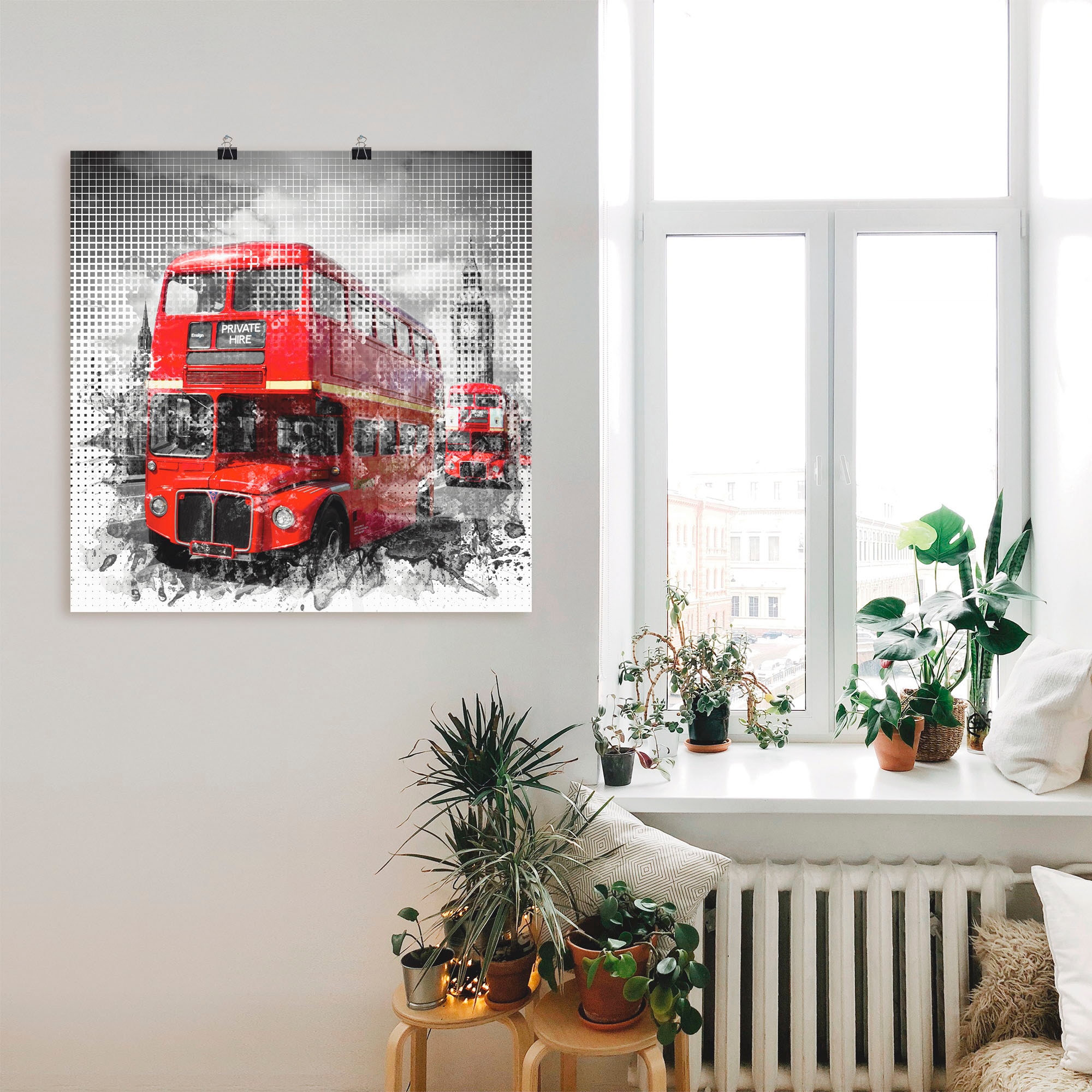 Artland Wandbild »London Westminster Rote Busse«, Auto, (1 St.), als Poster in verschied. Größen