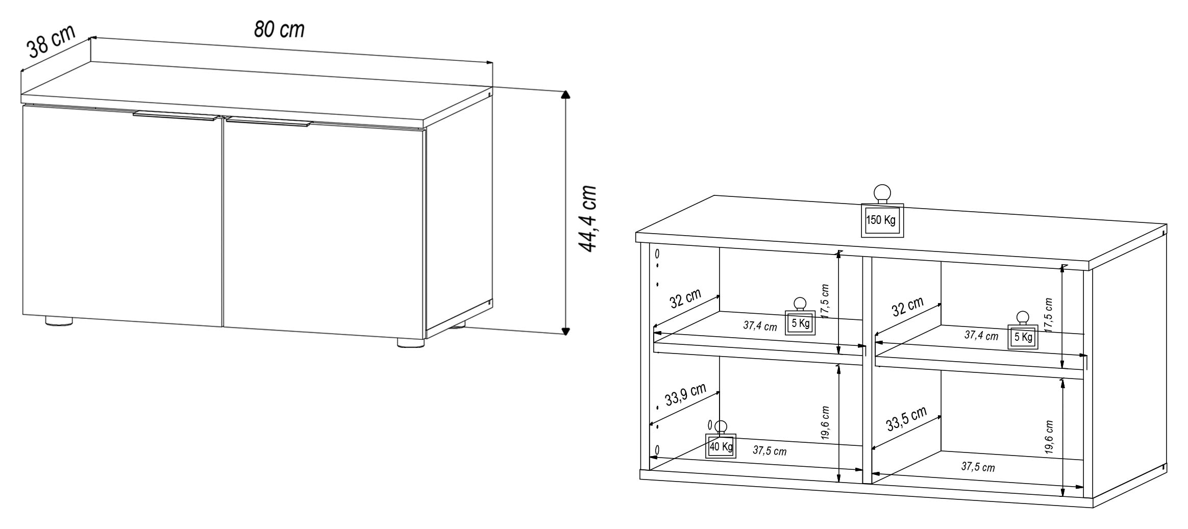 HBZ Schuhbank »Lagos, Garderobenbank BxHxT 80x44x38 cm«, (1 St.), Mit 2 Türen und 2 Einlegeböden