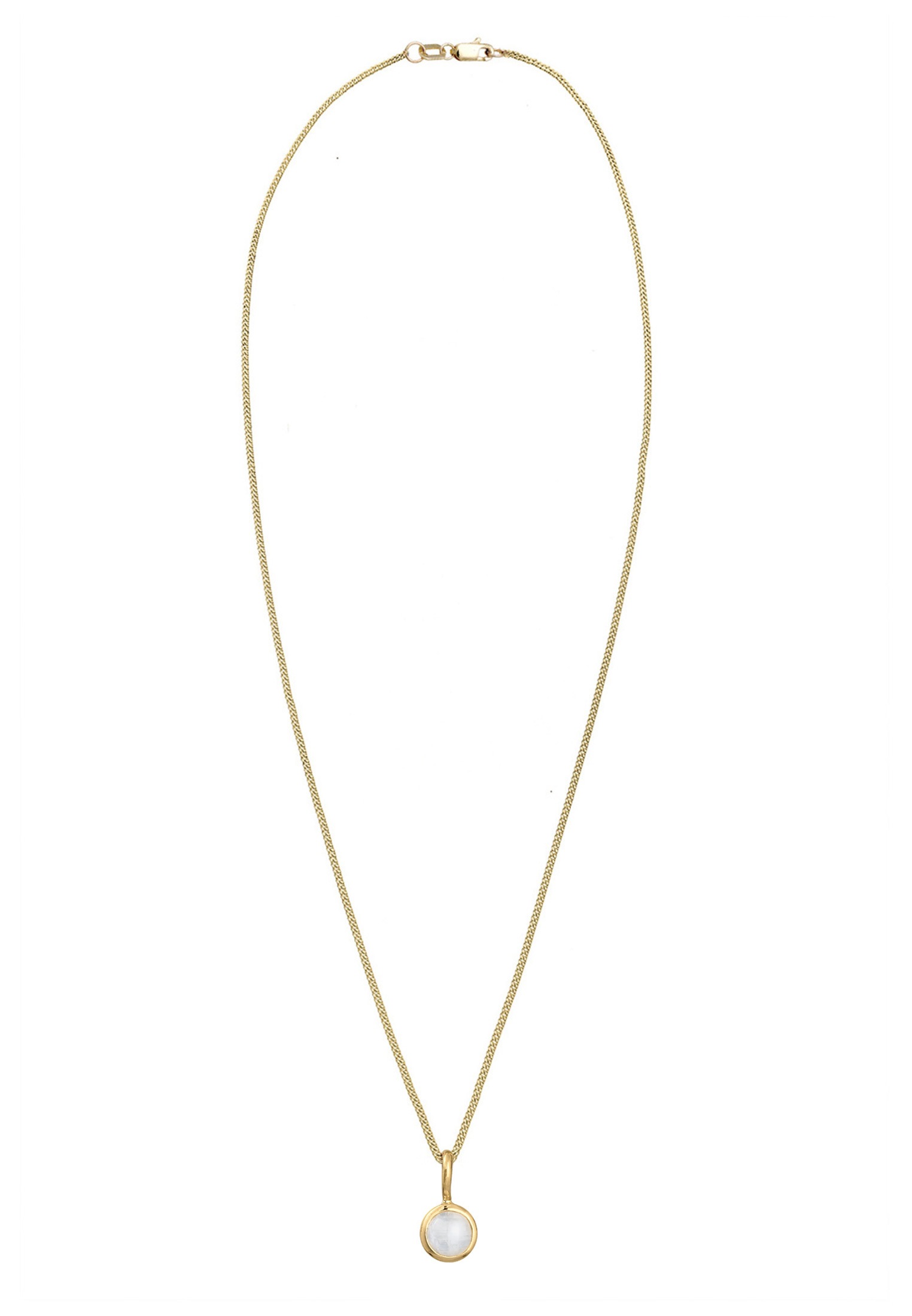 Elli Premium Kette mit Anhänger »Halskette Solitär Mondstein Gemstone Natur 375er Gelbgold«