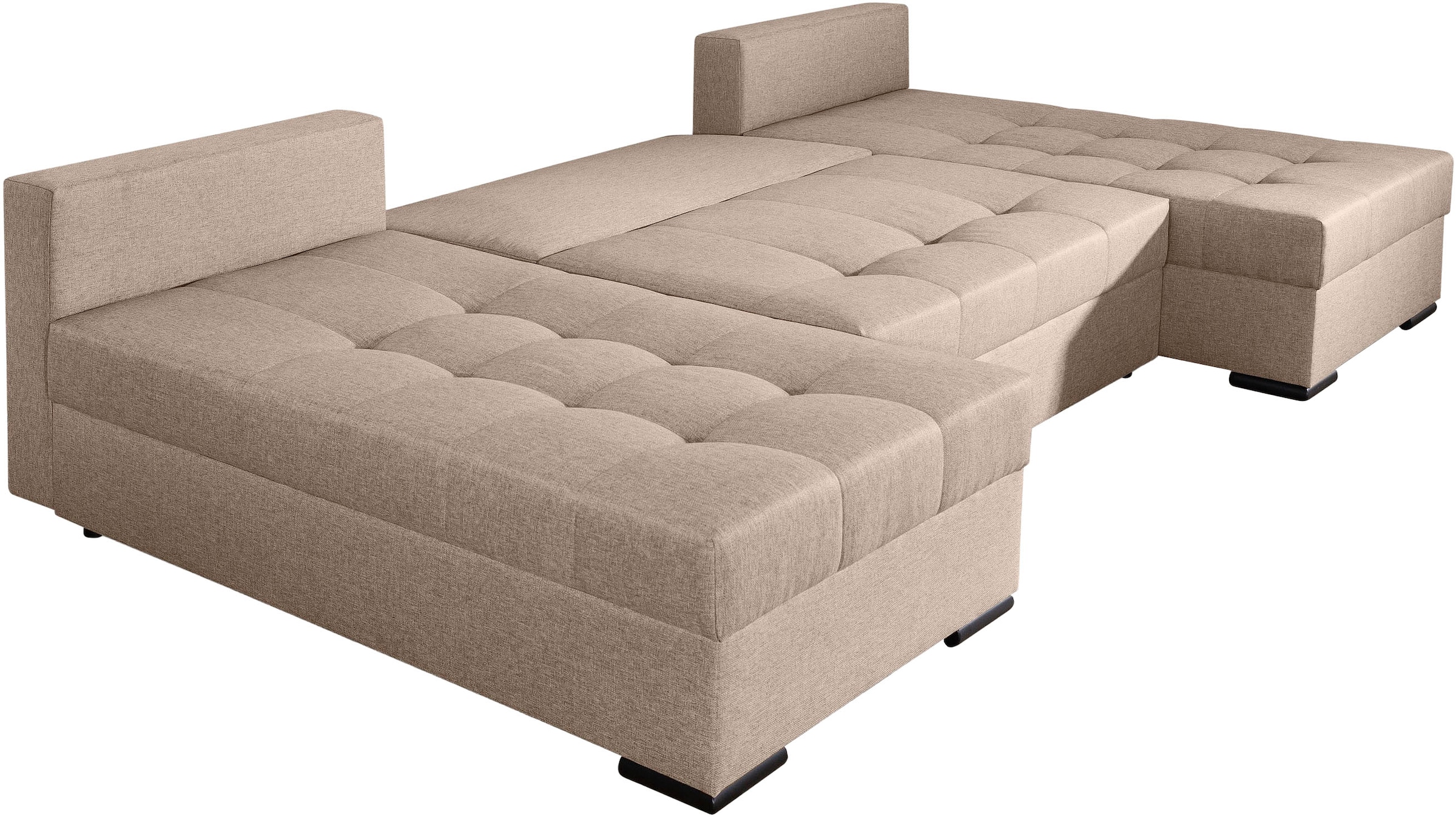 COLLECTION AB Wohnlandschaft »Josy, U-Form, Schlafsofa mit Bettkasten«, (Cord-/Mix), flexible Recamiere, Breite: 269cm, inklusive Rückenkissen