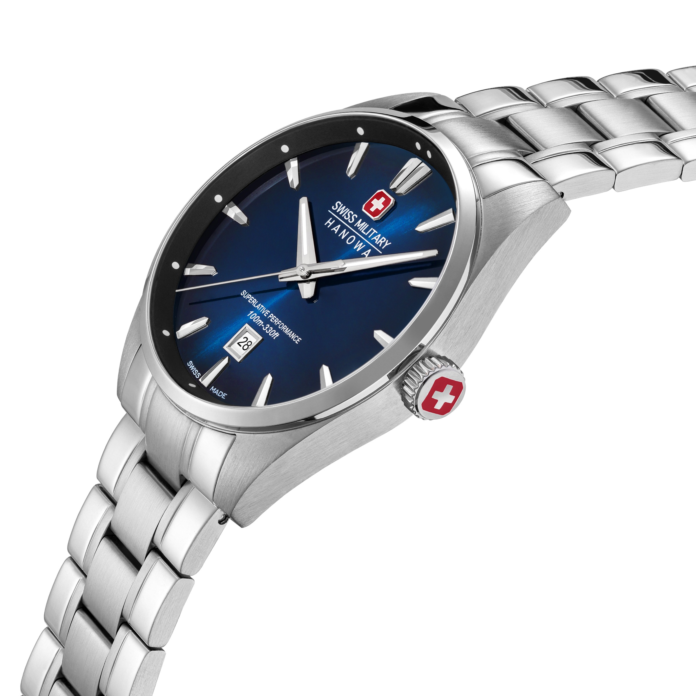 Swiss Military Hanowa Quarzuhr »Thunder« Armbanduhr, Herrenuhr, Swiss Made, Edelstahlarmband, analog, Tag