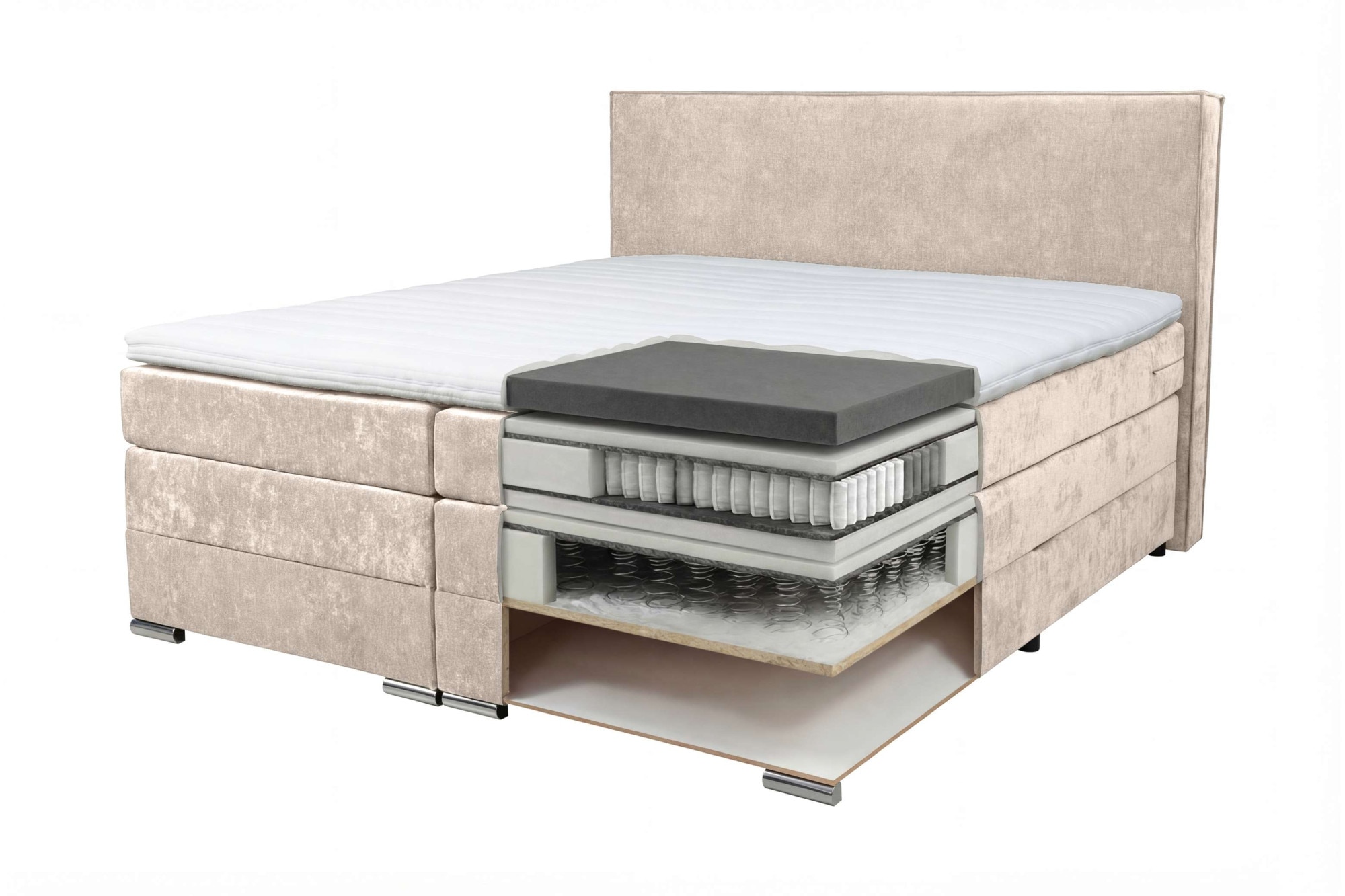 Home affaire Boxspringbett »Romeo, Doppel- & Polsterbett, Federkernbett, Komfortbett, 160, 180 cm« inkl. 6 cm Topper, zwei Bettkästen, Taschen-Federkernmatratze in H4