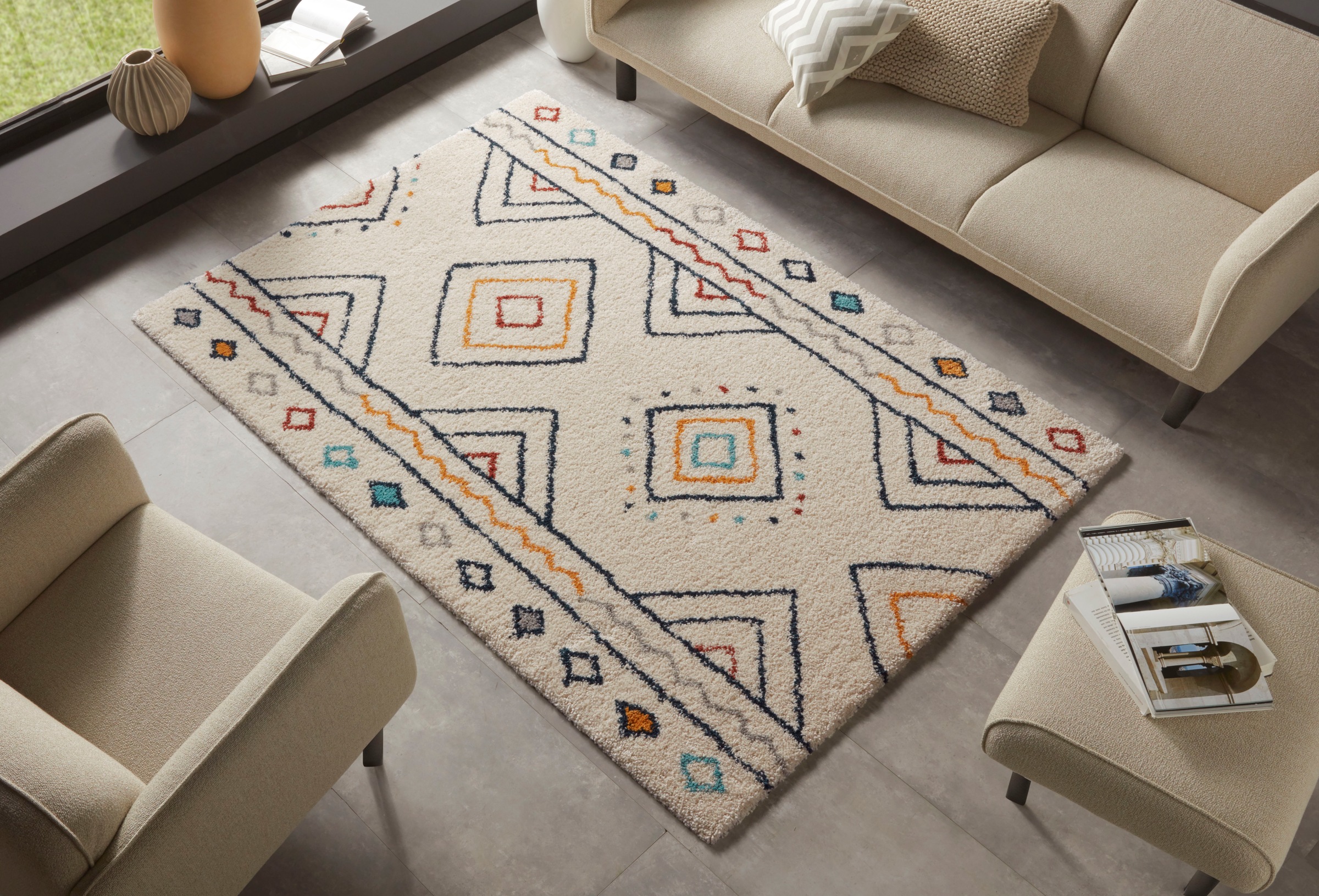 HANSE Home Hochflor-Teppich »DISA«, rechteckig, 30 mm Höhe, Boho Design, besonders weich durch Microfaser, Robust, Pflegeleicht