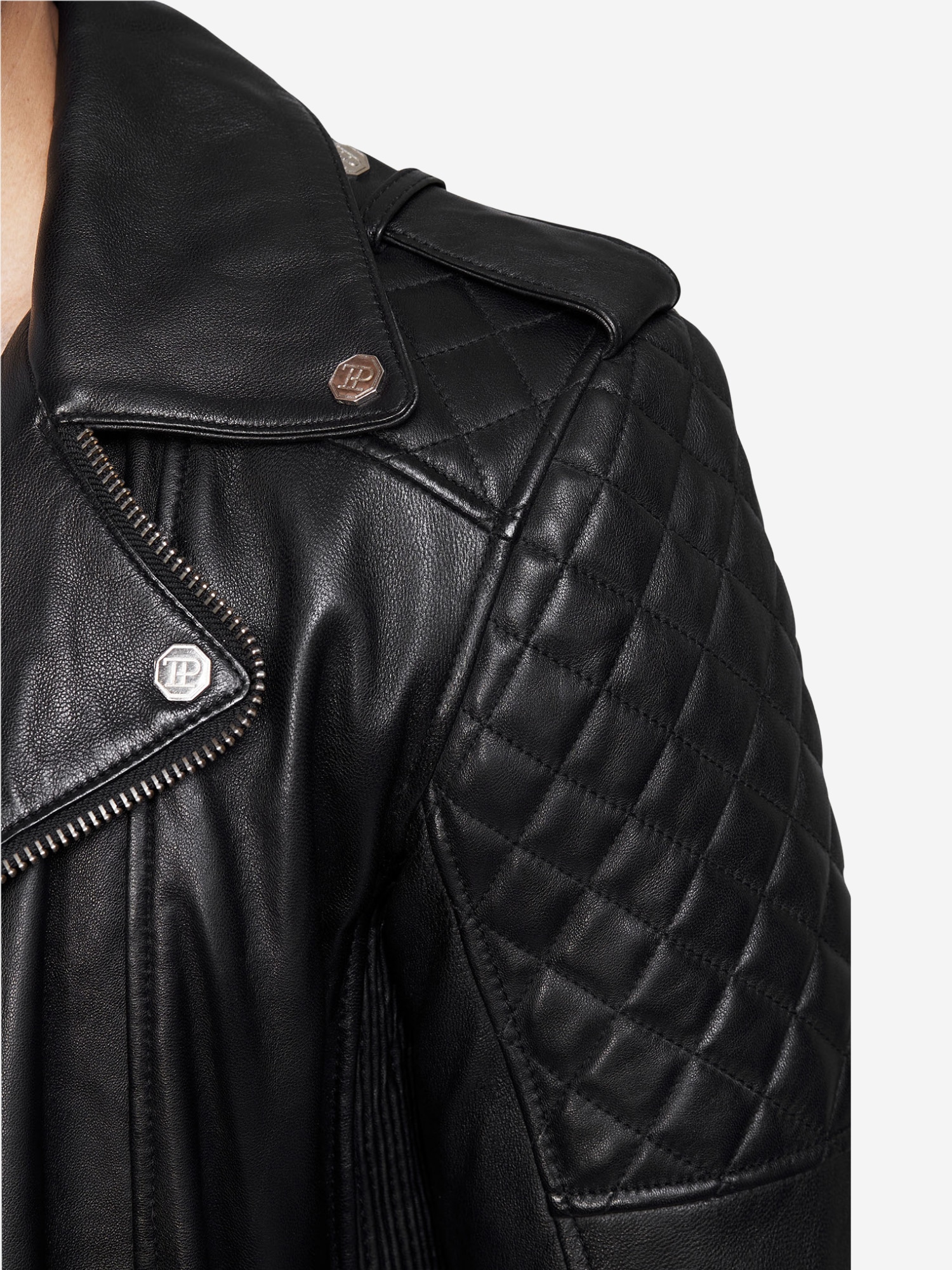 trueprodigy Lederjacke »Simba Abgesteppte Details an der Schulter und Logo Applikation« ohne Kapuze