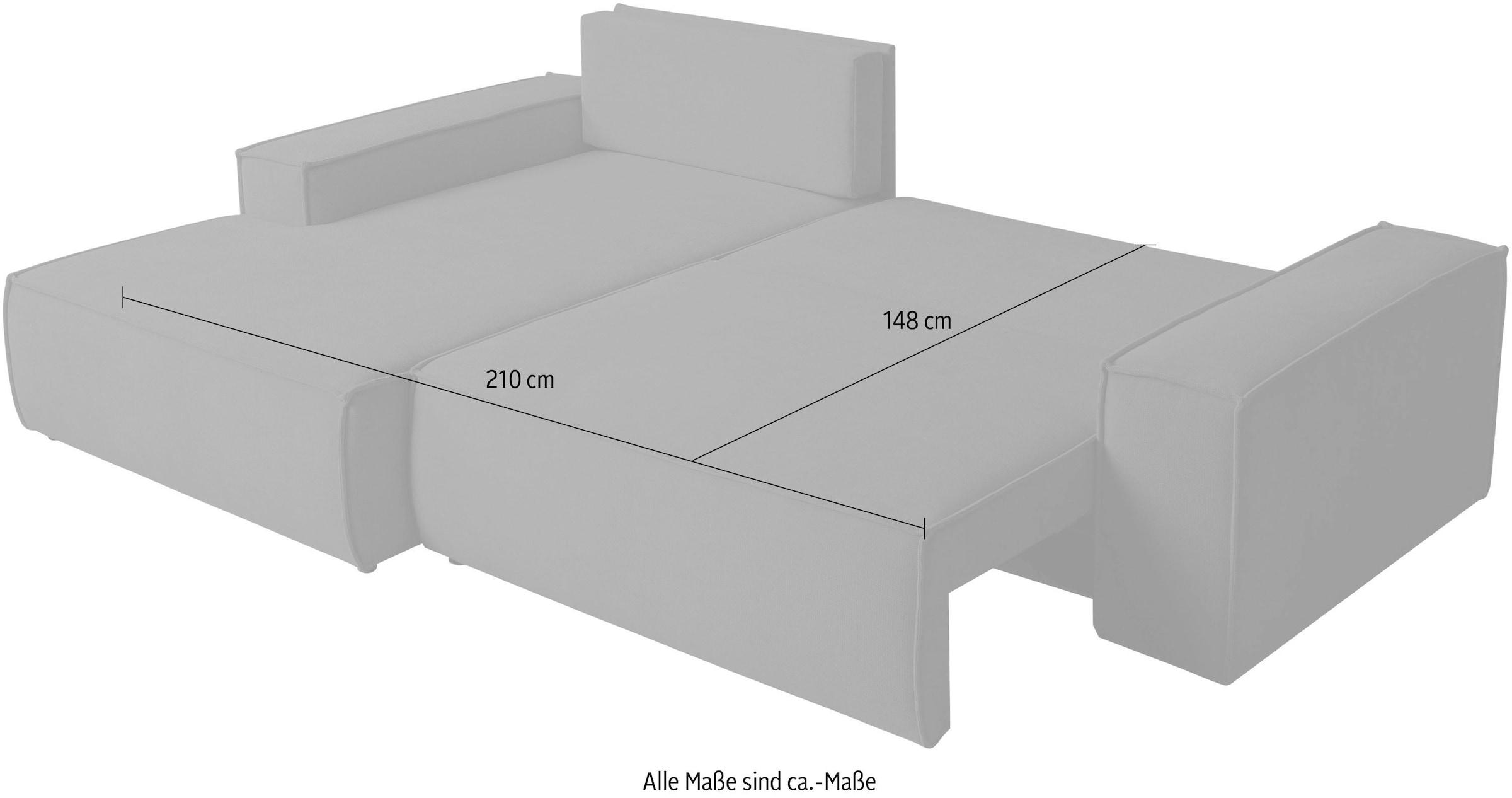 WERK2 Ecksofa »Treviso mit Bett und Bettfunktion, viel Platz, Strukturbezug, bequem« Struktur HOLMS, L-Form, Schlaffunktion, Bettkasten