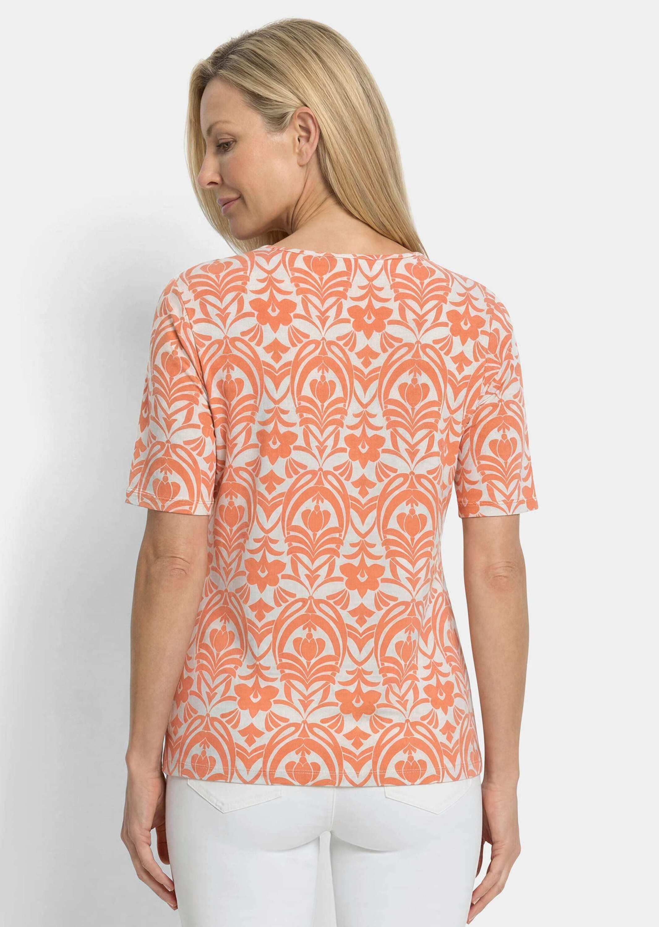 GOLDNER Kurzarmshirt »Viskoseshirt mit femininem Ornamentmuster« stretchbequemer Viskosejersey