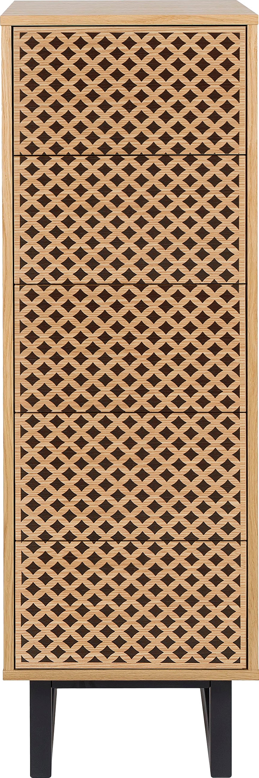 Woodman Hochkommode, im skandinavischen Design, mit besonderem Print