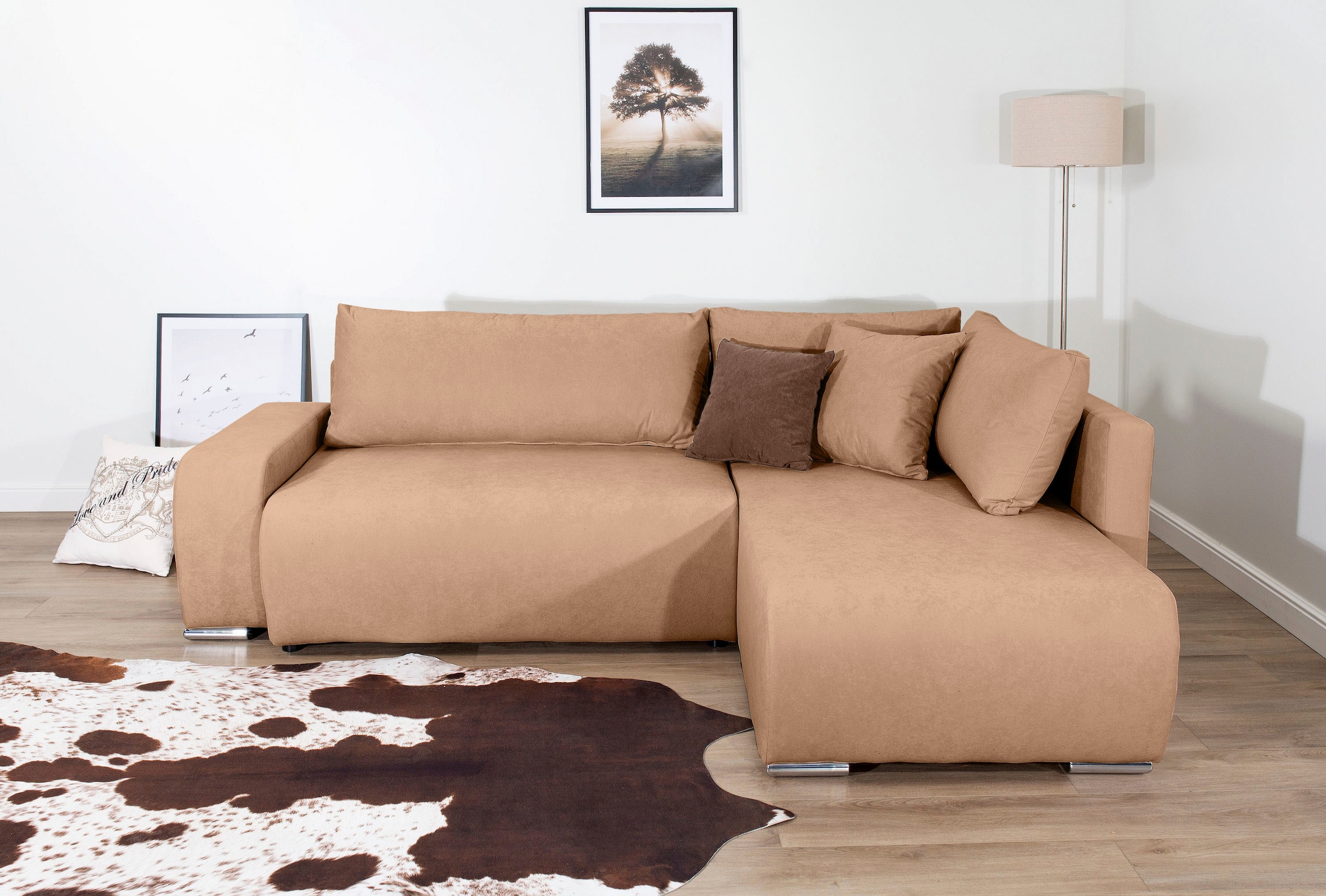COLLECTION AB Ecksofa "Poppy L-Form, B: 227 cm" Schlaffunktion, Bettkasten & 1 Zierkissen