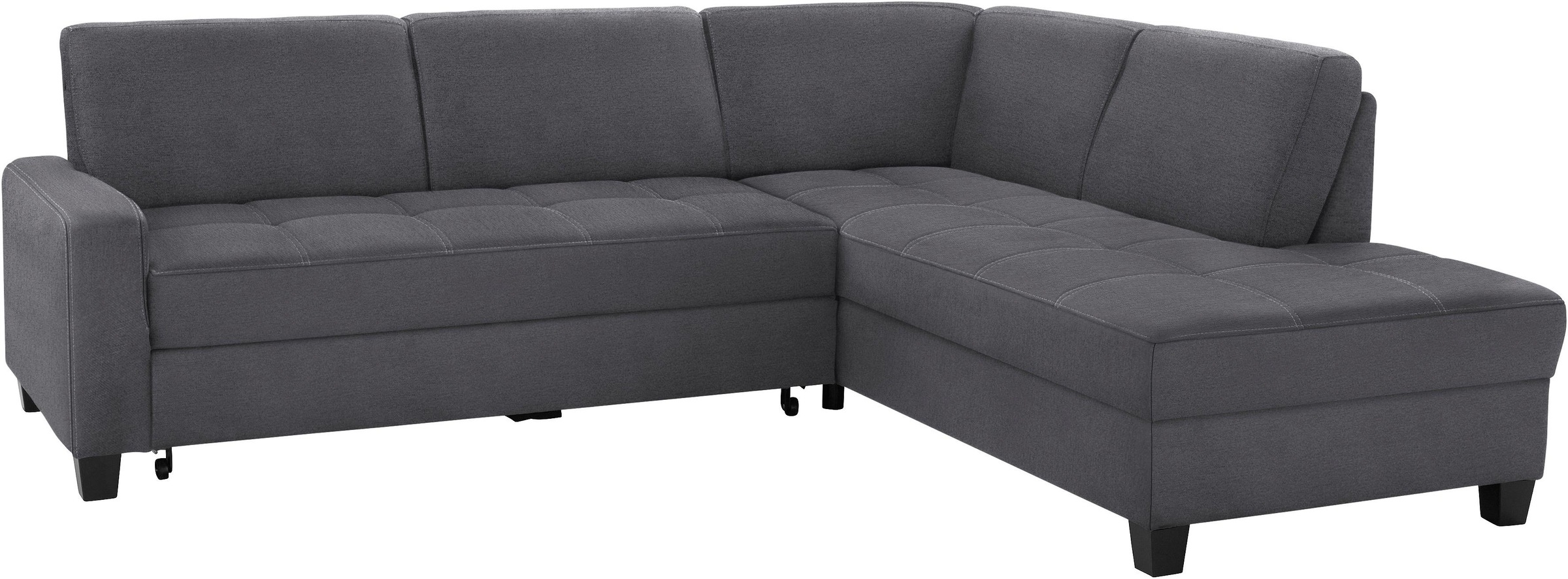 DOMO collection Ecksofa »Florentina zeitlos und elegant, Sitznähte als Designelement, L-Form«, wahlweise mit Bettfunktion, mit Kontrastnaht, Komfortsitzhöhe 47cm