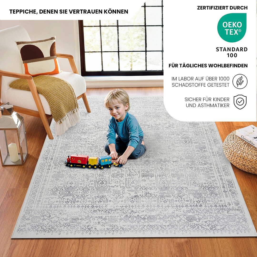 Livabliss Teppich »OTTAWA« rechteckig 9 mm Höhe Vintage Orientteppich, Kurzflor Boho Wohnzimmerteppich, Läufer