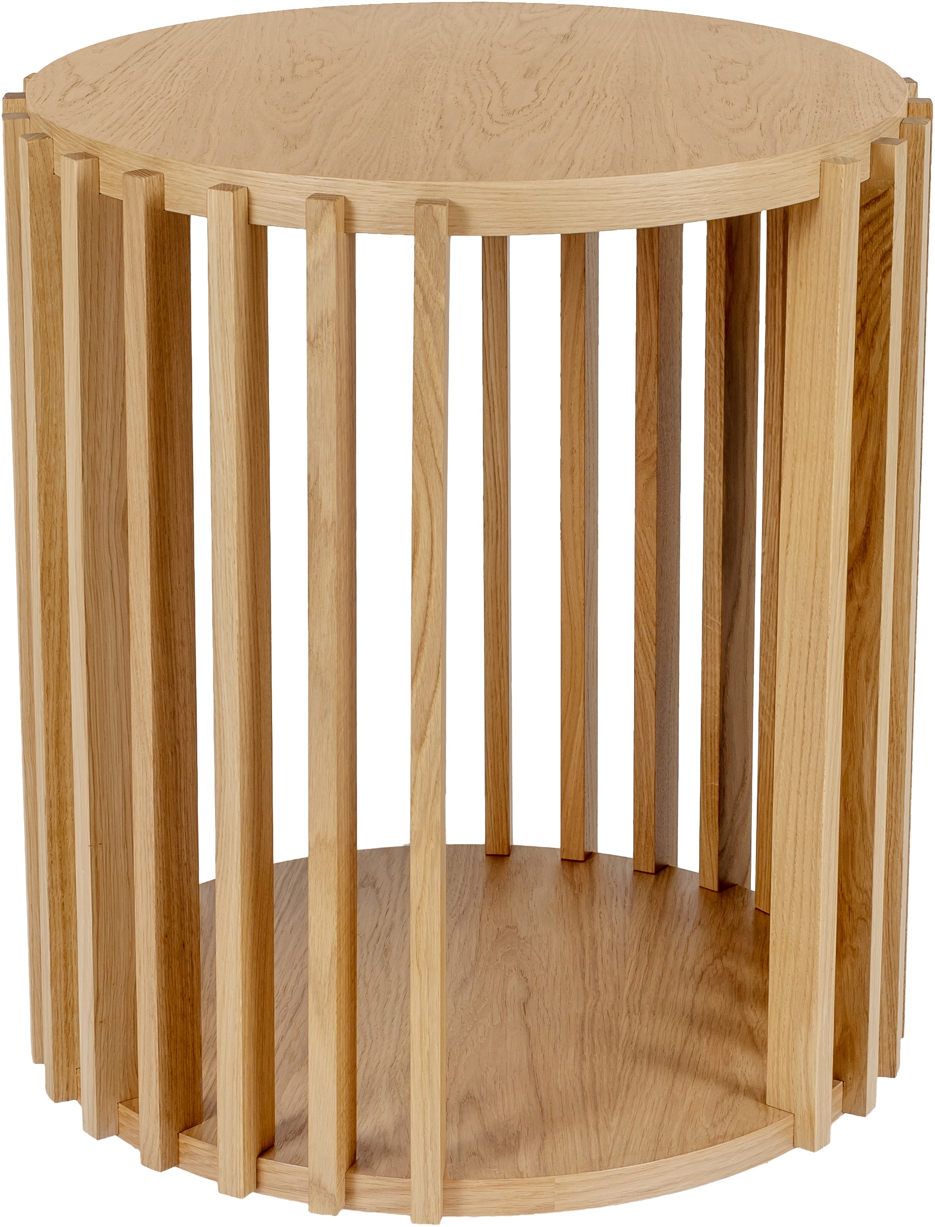 Woodman Beistelltisch »Drum, Breite/Tiefe/Höhe: 53/53/58 cm«, Holzfurnier aus Eiche, Sproßen aus massiver Eiche