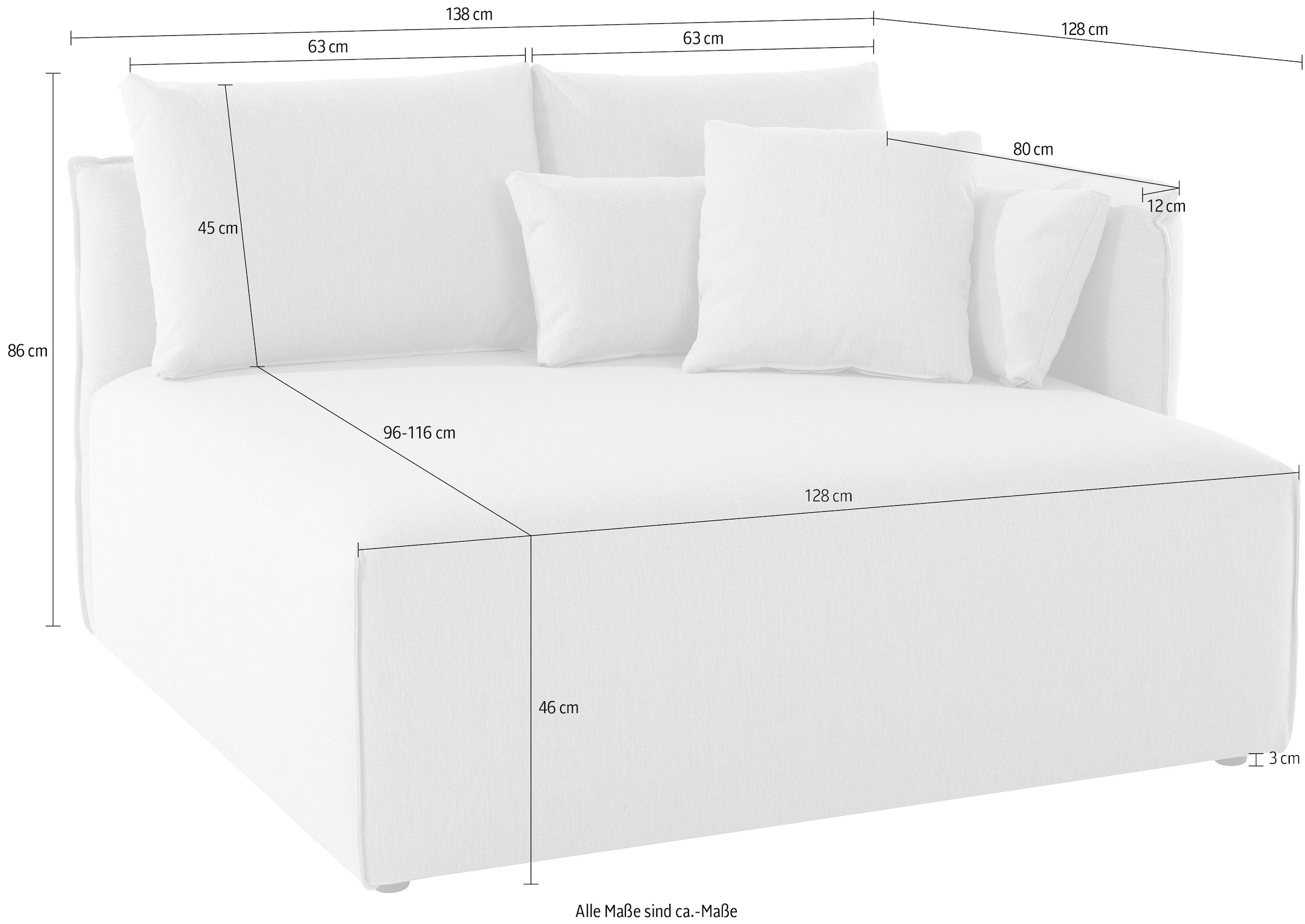 OTTO home Ottomane »Nöre« kurzes Lounge-Modul - zum Zusammenstellen, Breite 138 cm, Tiefe 128 cm