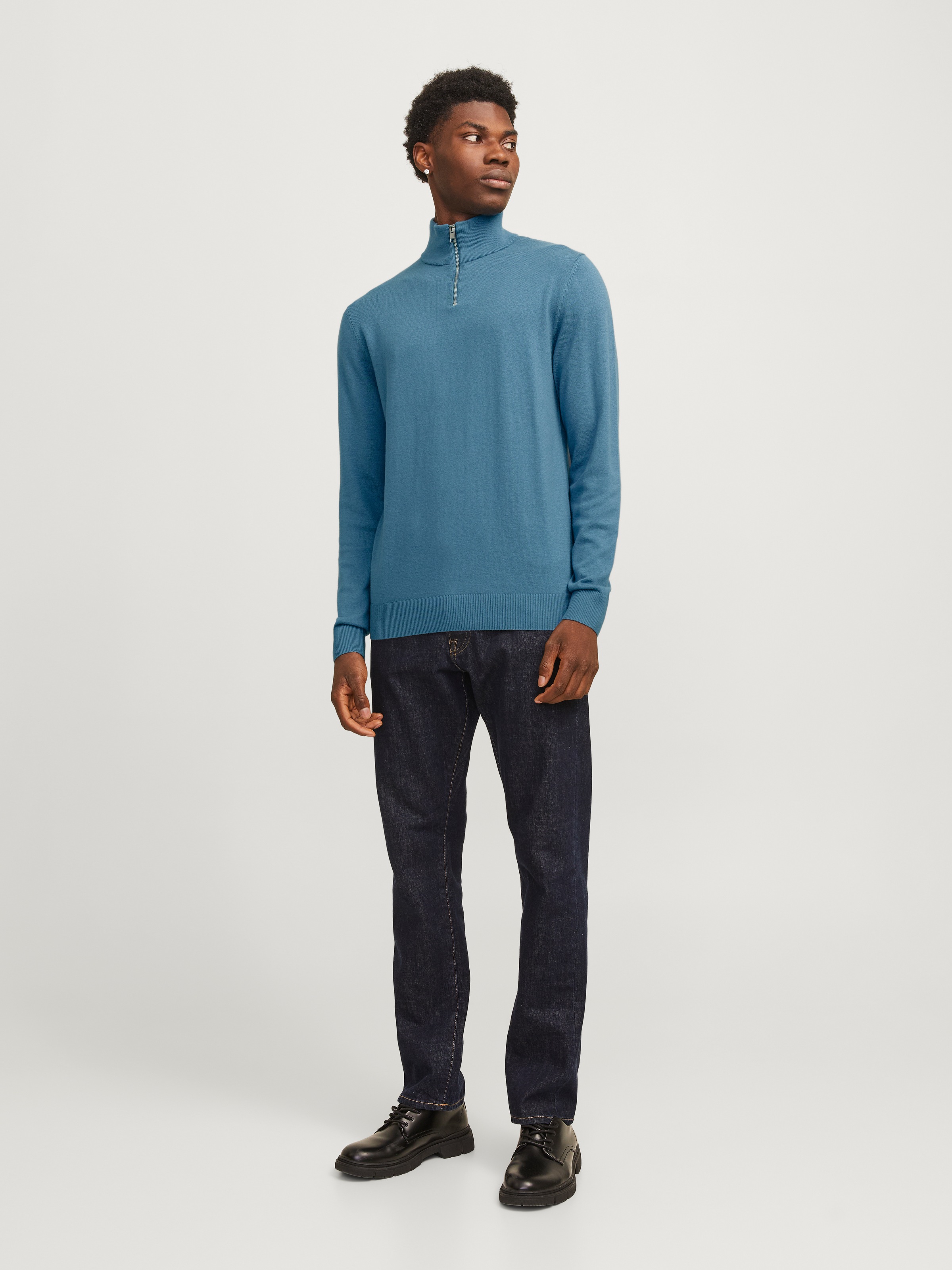 Jack & Jones Troyer »JJEEMIL KNIT HALF ZIP NOOS«, mit Rippbündchen
