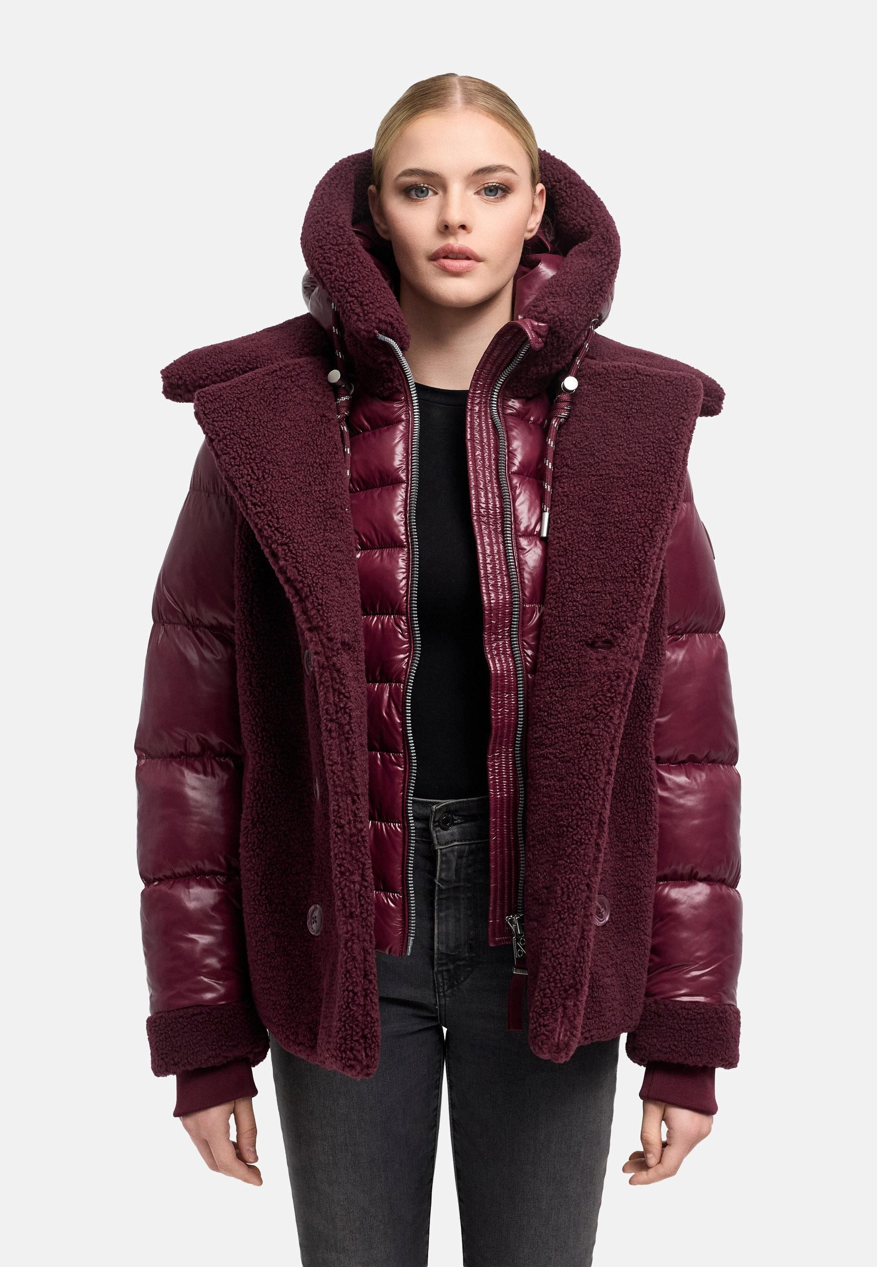 Navahoo Winterjacke »Winterjacke Kuschelhäschen 14« mit Kapuze Warme Jacke im Teddy-Stepp-Materialmix mit Kapuze