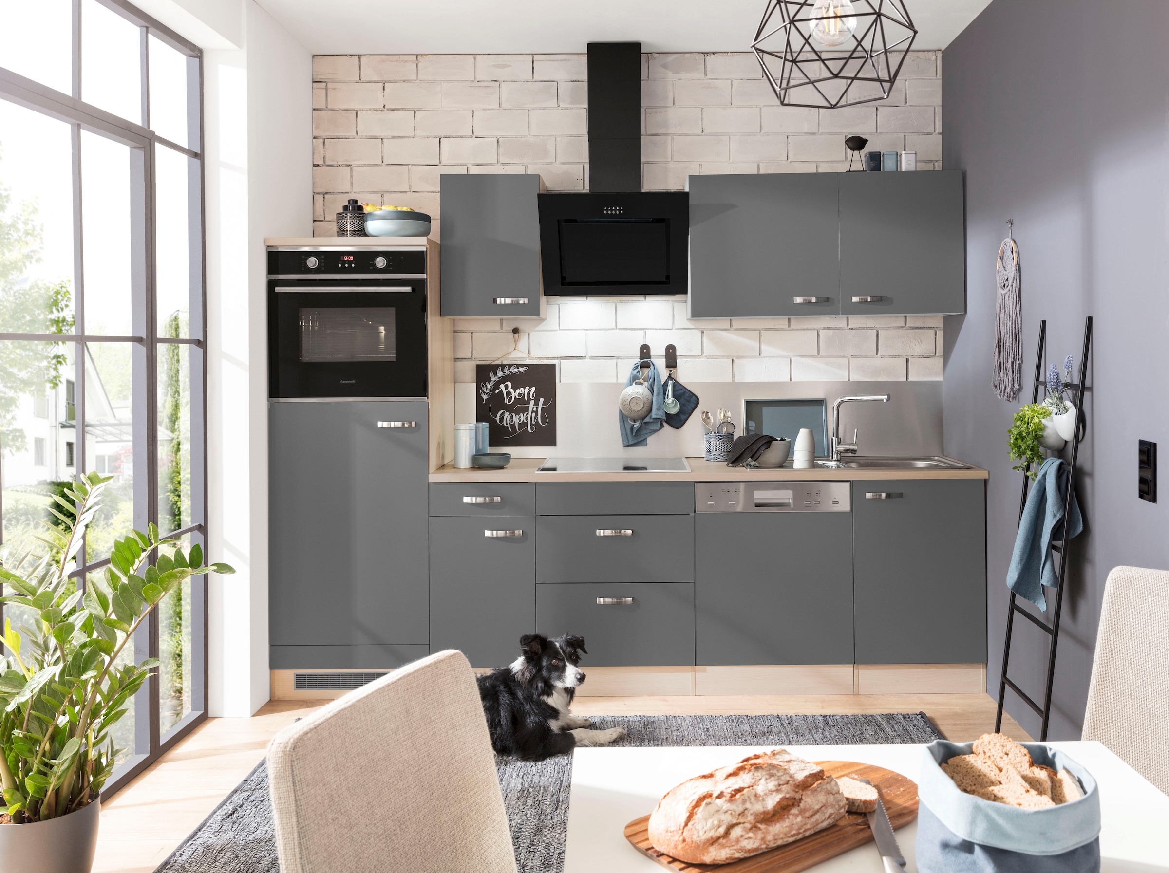 OPTIFIT Küchenzeile »Faro« Breite 270 cm, wahlweise mit E-Geräten, mit Arbeitsplatte