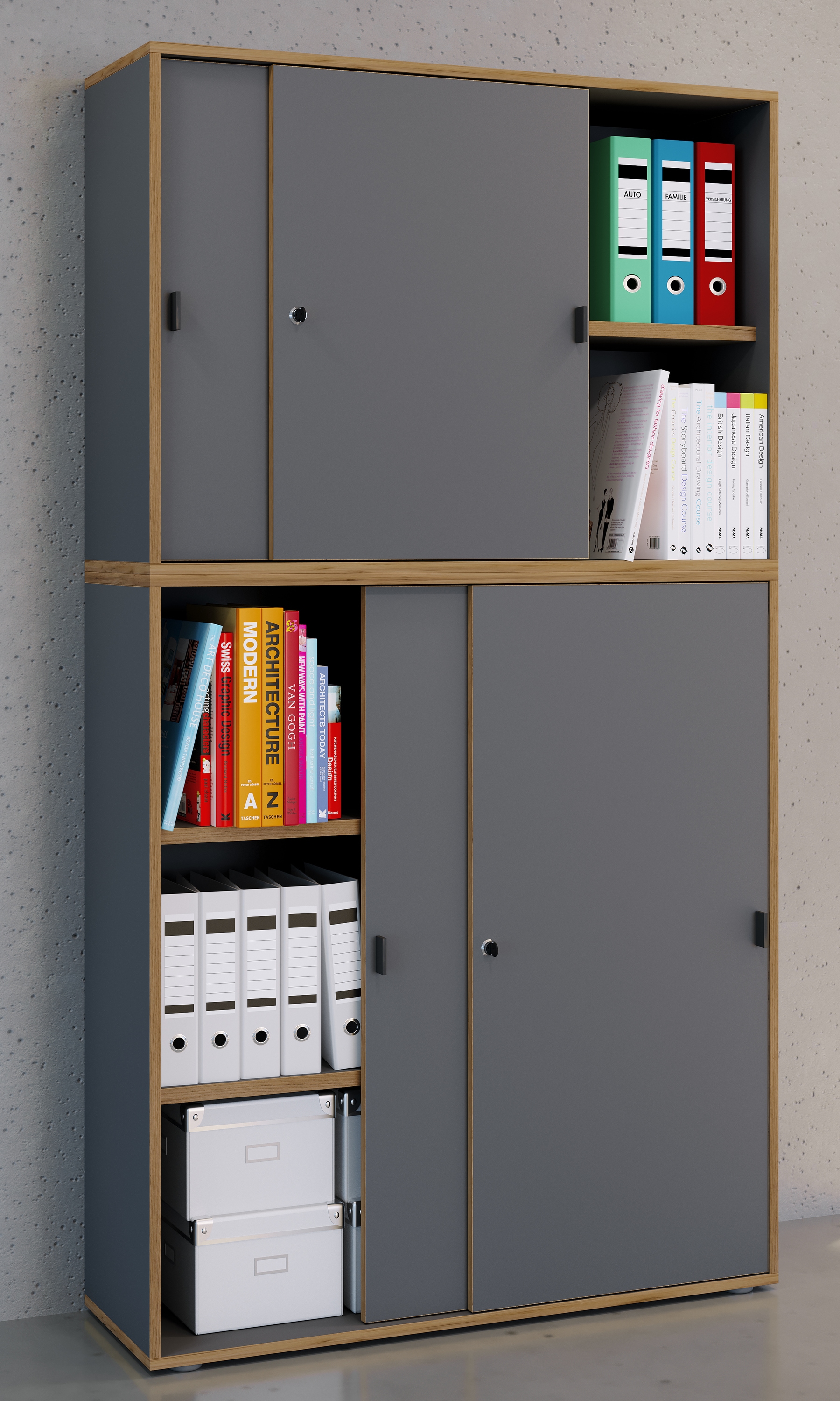 VCM Aktenschrank »Büroschrank Aktenschrank Schiebetüren Salia 5fach« 1 Stk. tlg.