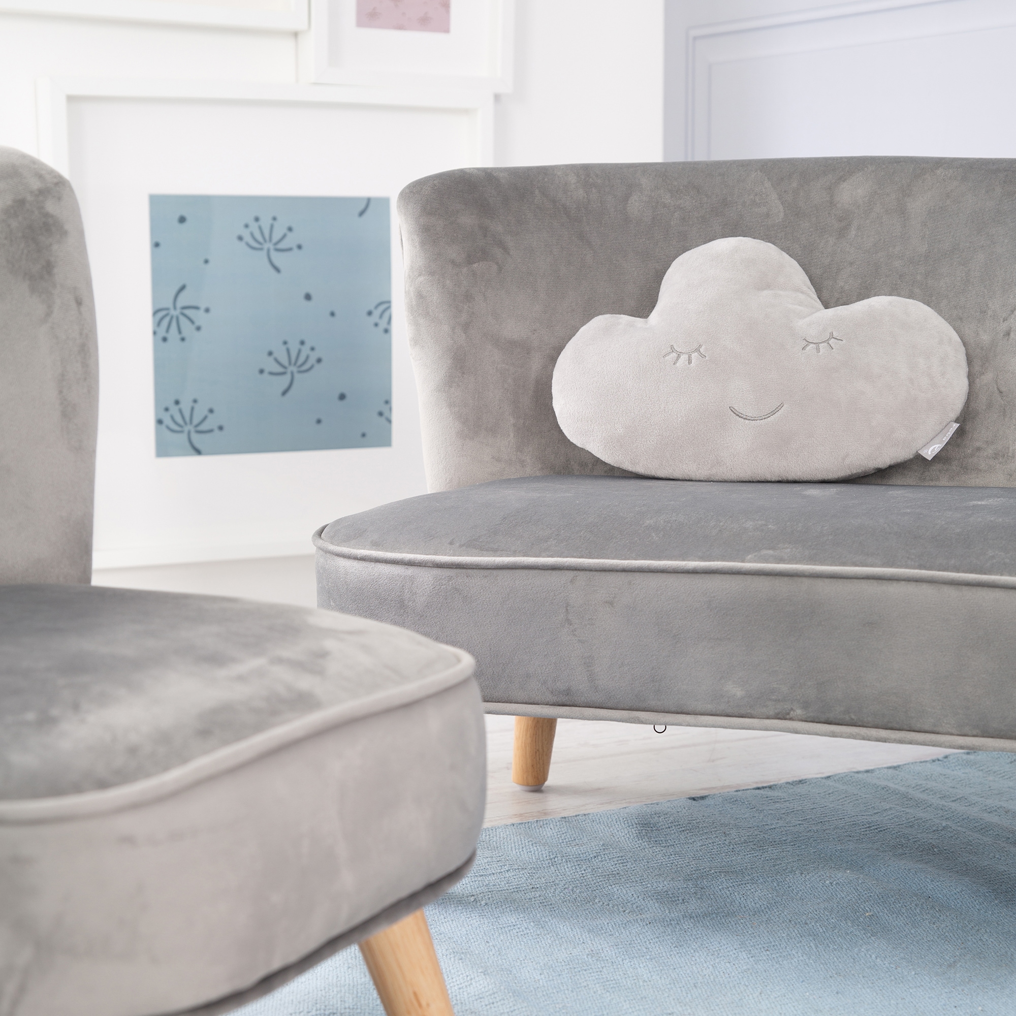 roba® Kindersitzgruppe »Lil Sofa«, (Set, 3 tlg.), bestehend aus Kindersofa, Kindersessel und Dekokissen in Wolkenform