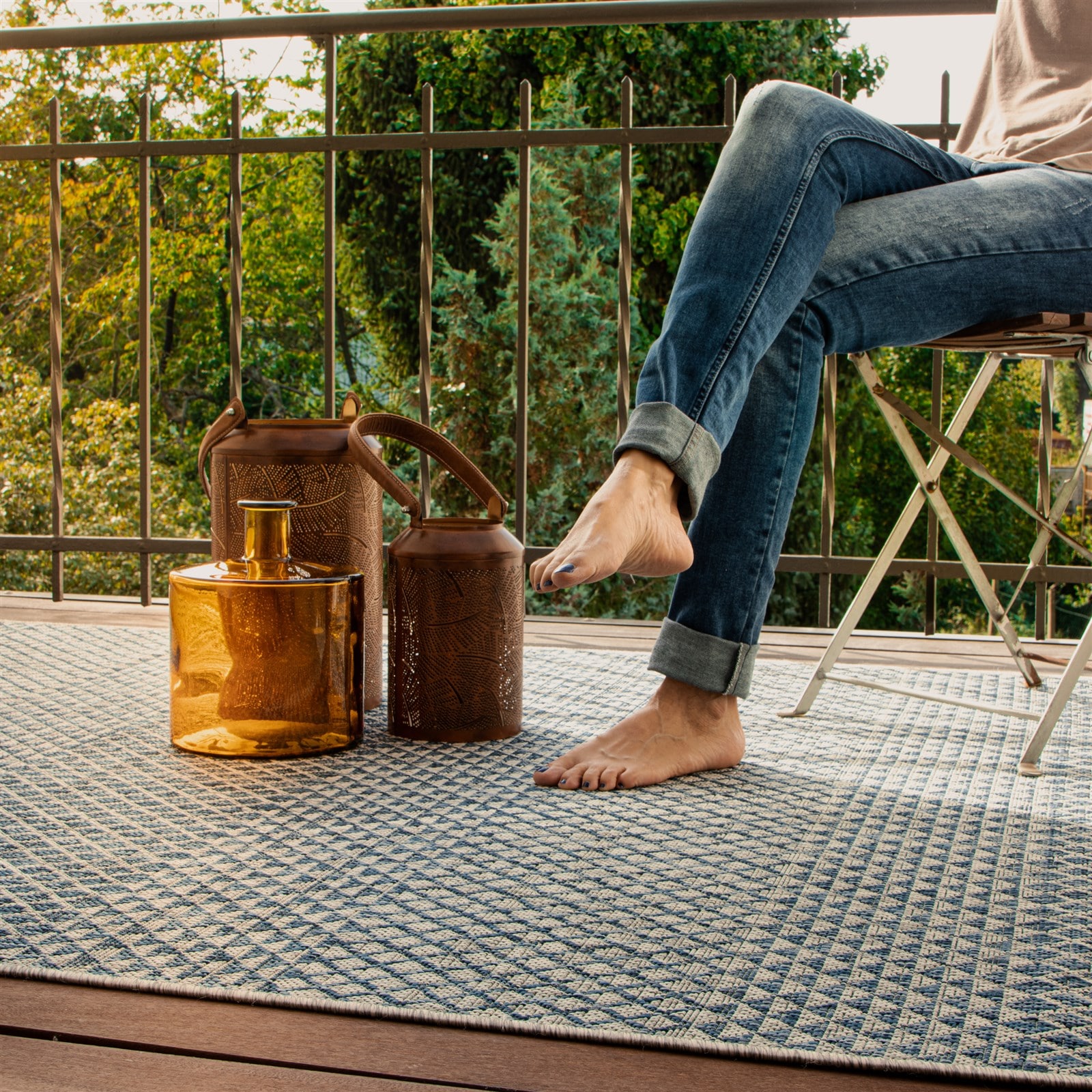 Kayoom Teppich »Nautic 887« rechteckig 7 mm Höhe Kurzflor, Modernes Muster, Deko, ; In -und Outdoor geeignet