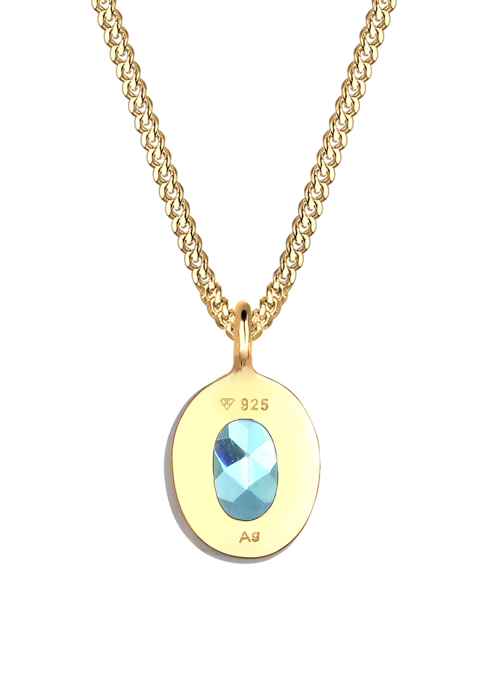 Elli Silberkette »Halskette Geo Oval Topas Edelstein Festlich 925 Silber«