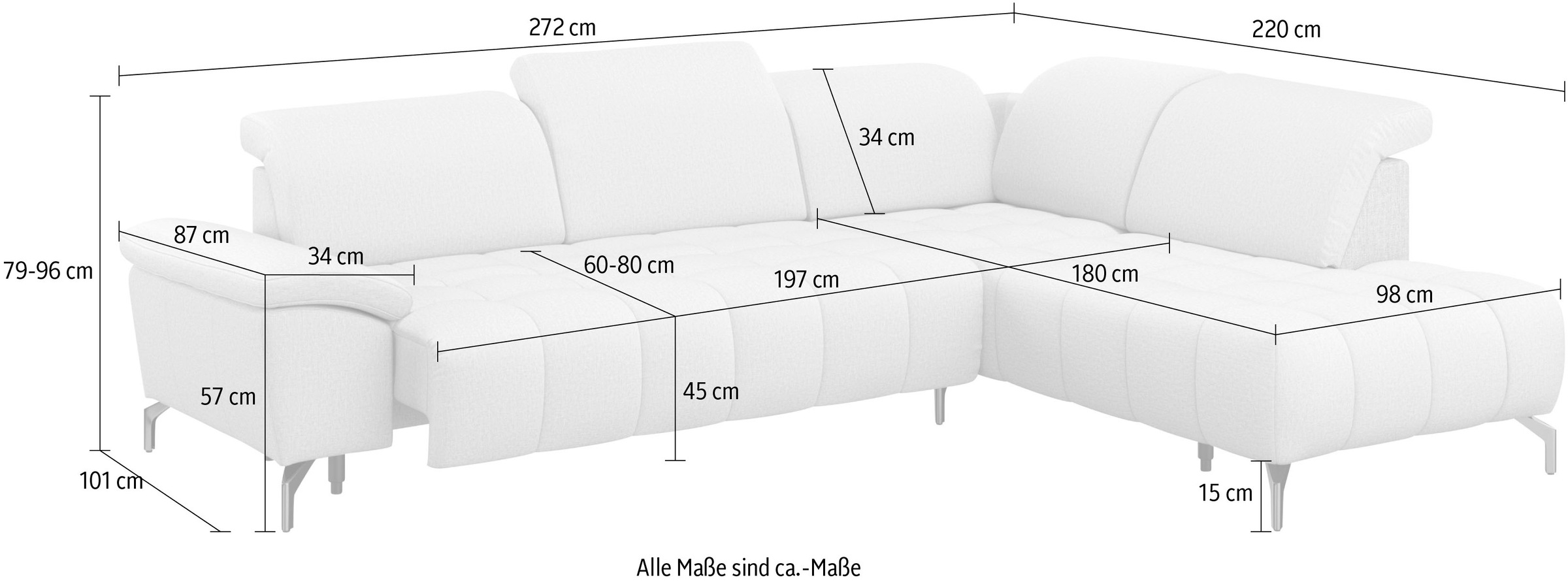 sit&more Ecksofa »Cool L-Form«, wahlweise mit Kopfteilverstellung und Vorziehsitz motorisch