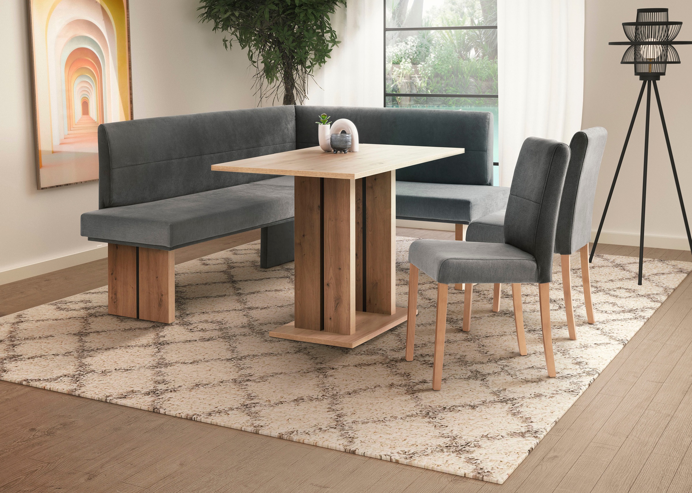 Home affaire Eckbankgruppe »Emma Essgruppe Esszimmer Küche«, (Set, 4 tlg., Eckbank 2 Stühle 1 Tisch), Eckbank Tisch Stühle Landhaus