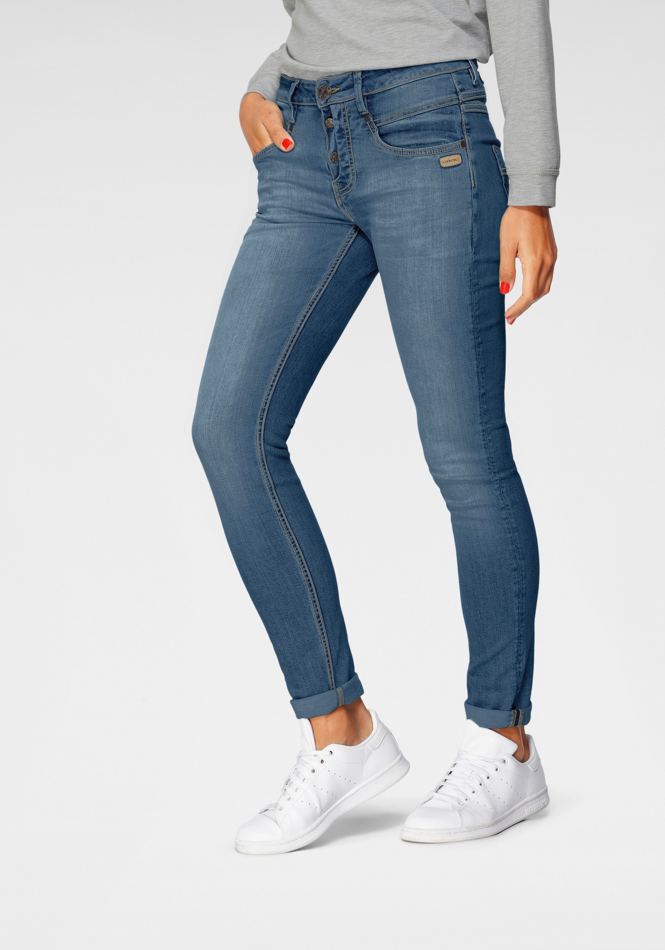 GANG Skinny-fit-Jeans »94MEDINA«, mit stylischer halb offener Knopfleiste