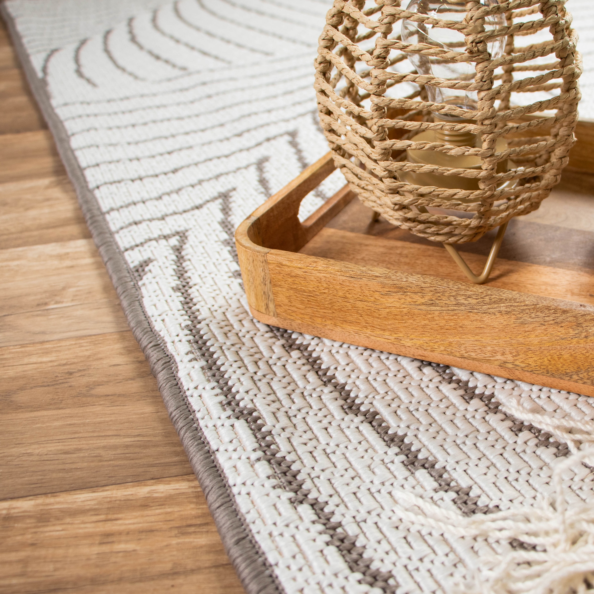 Primaflor-Ideen in Textil Outdoorteppich »REVERSO Leaves, grau, Wende-Teppich« rechteckig 5 mm Höhe Motiv Blätter, In- und Outdoor geeignet, ideal für Balkon und Terrasse