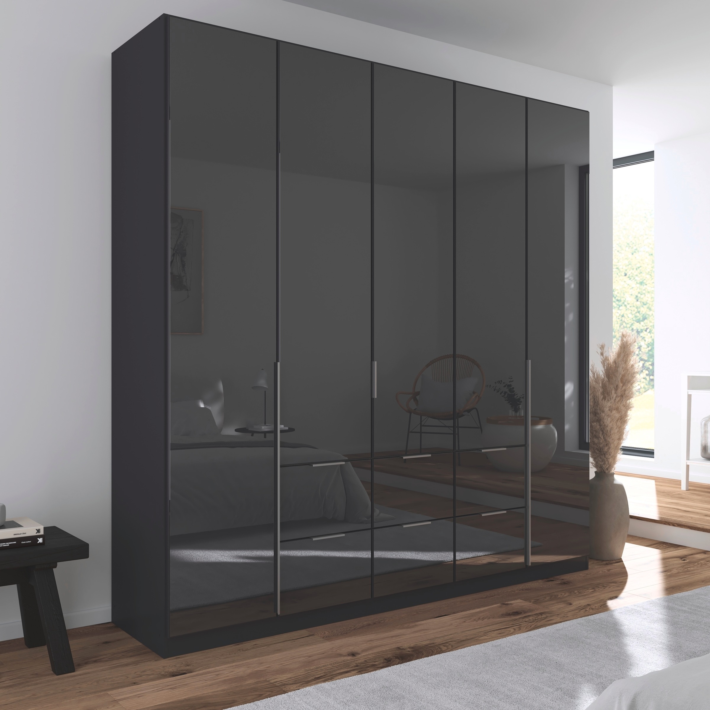 rauch Drehtürenschrank »Kleiderschrank Kleiderschränke Schrank Garderobe AGORDO mit Glasfront«, mit Außenschubkästen, in 6 Breiten und 2 Höhen MADE IN GERMANY