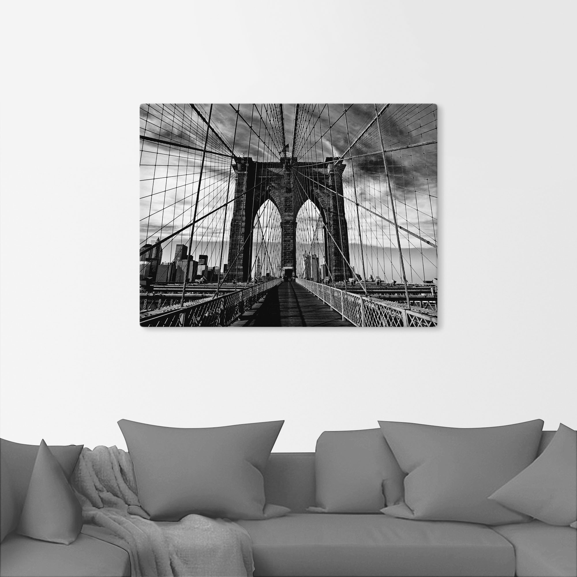 Artland Wandbild »Brooklyn Bridge - schwarz/weiss«, Brücken, (1 St.), als Alubild, Outdoorbild, Leinwandbild, Poster in verschied. Größen